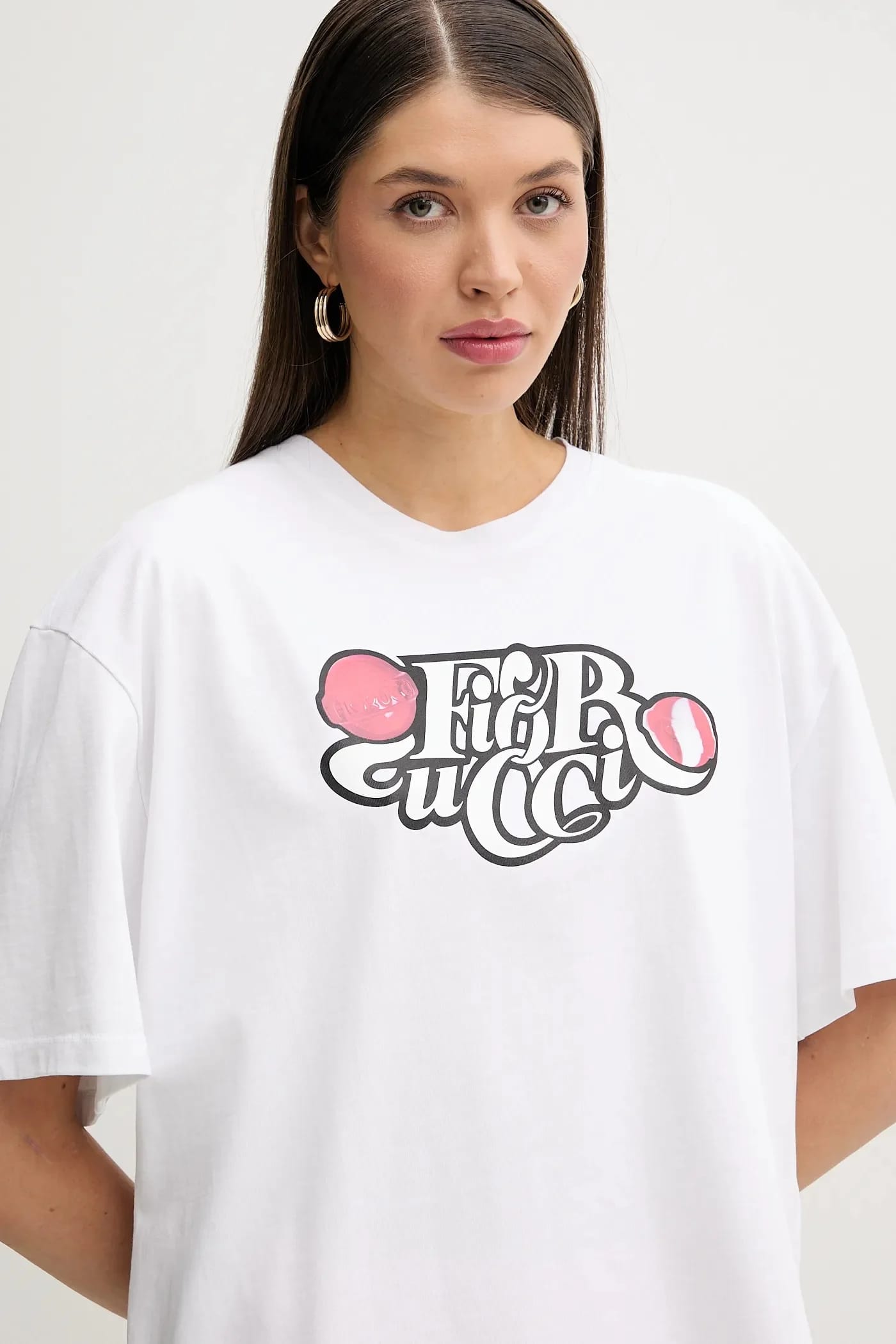 Хлопковая футболка Curly Lollipop Logo Футболка свободного покроя - фото 4