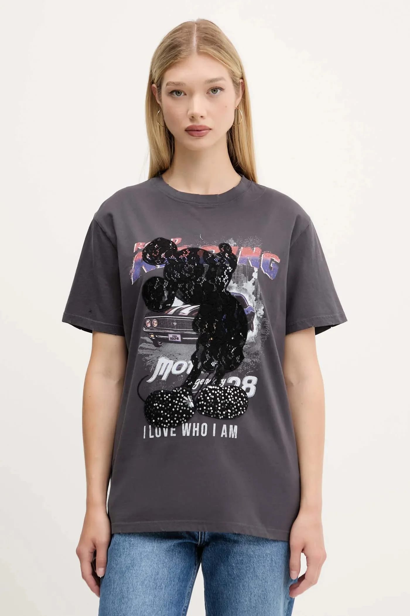 Хлопковая футболка MICKEY LACE