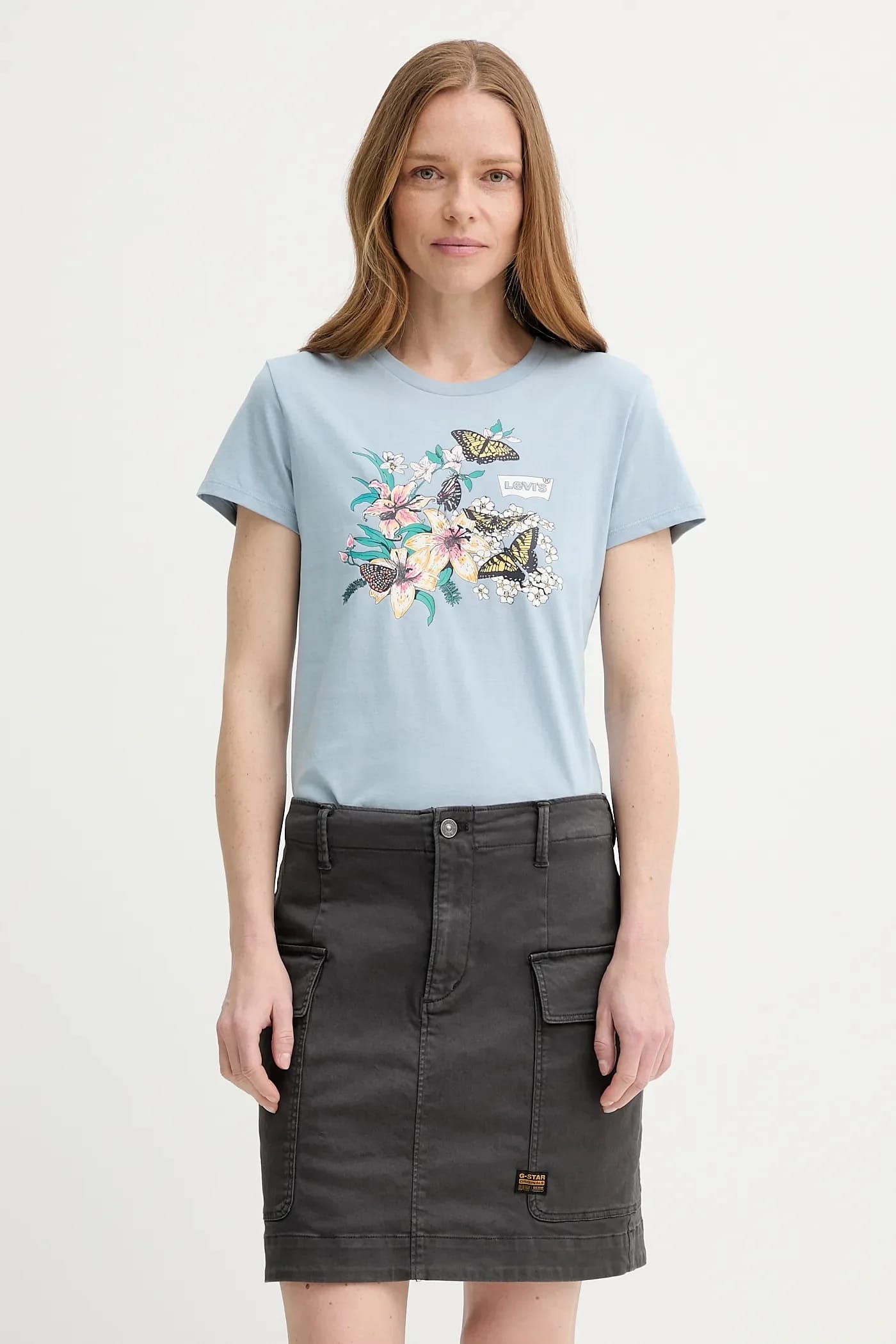 Футболка THE PERFECT TEE из хлопка синяя для женщин