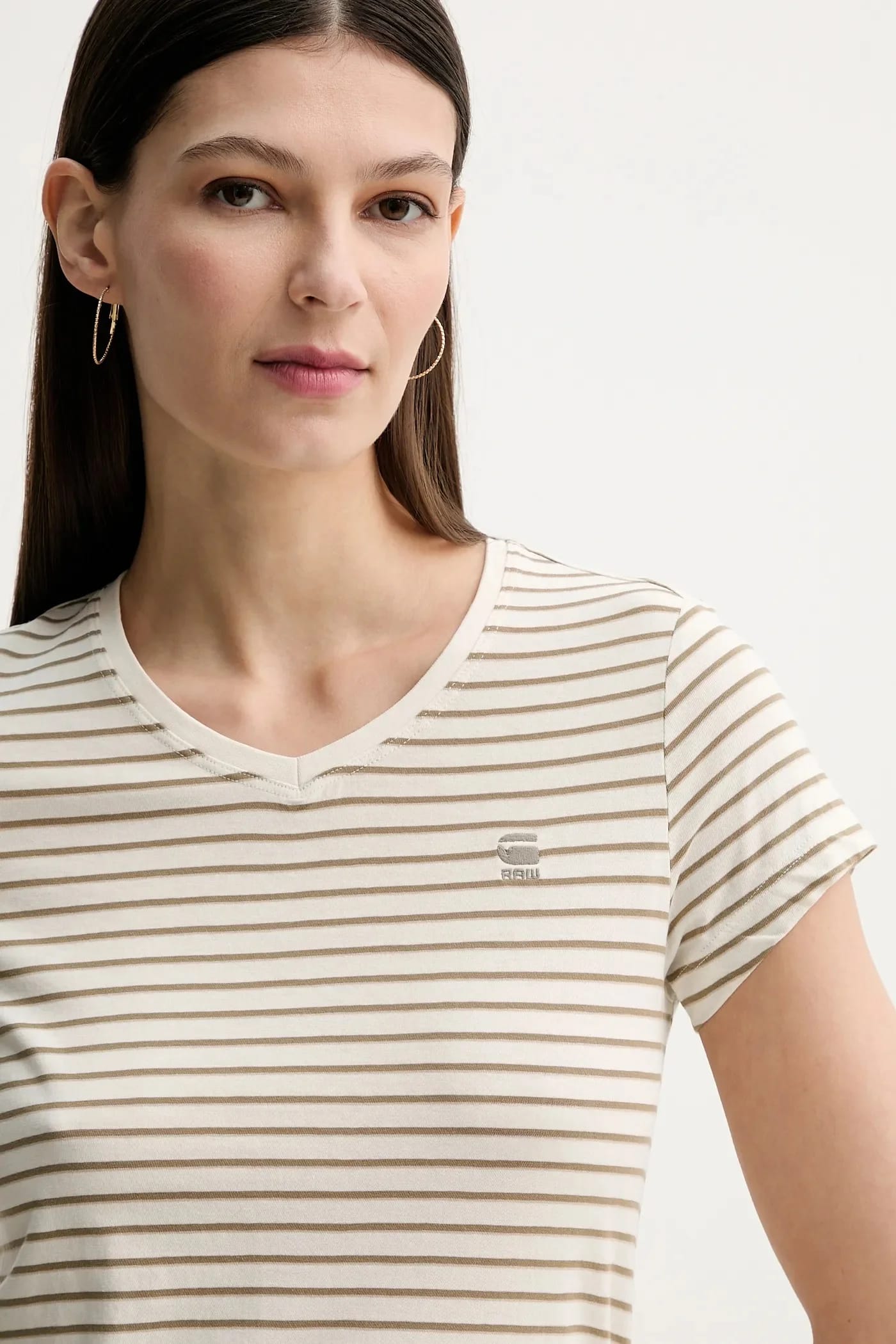 Хлопковая футболка в полоску eyben slim v t 2.0 бежевая для женщин