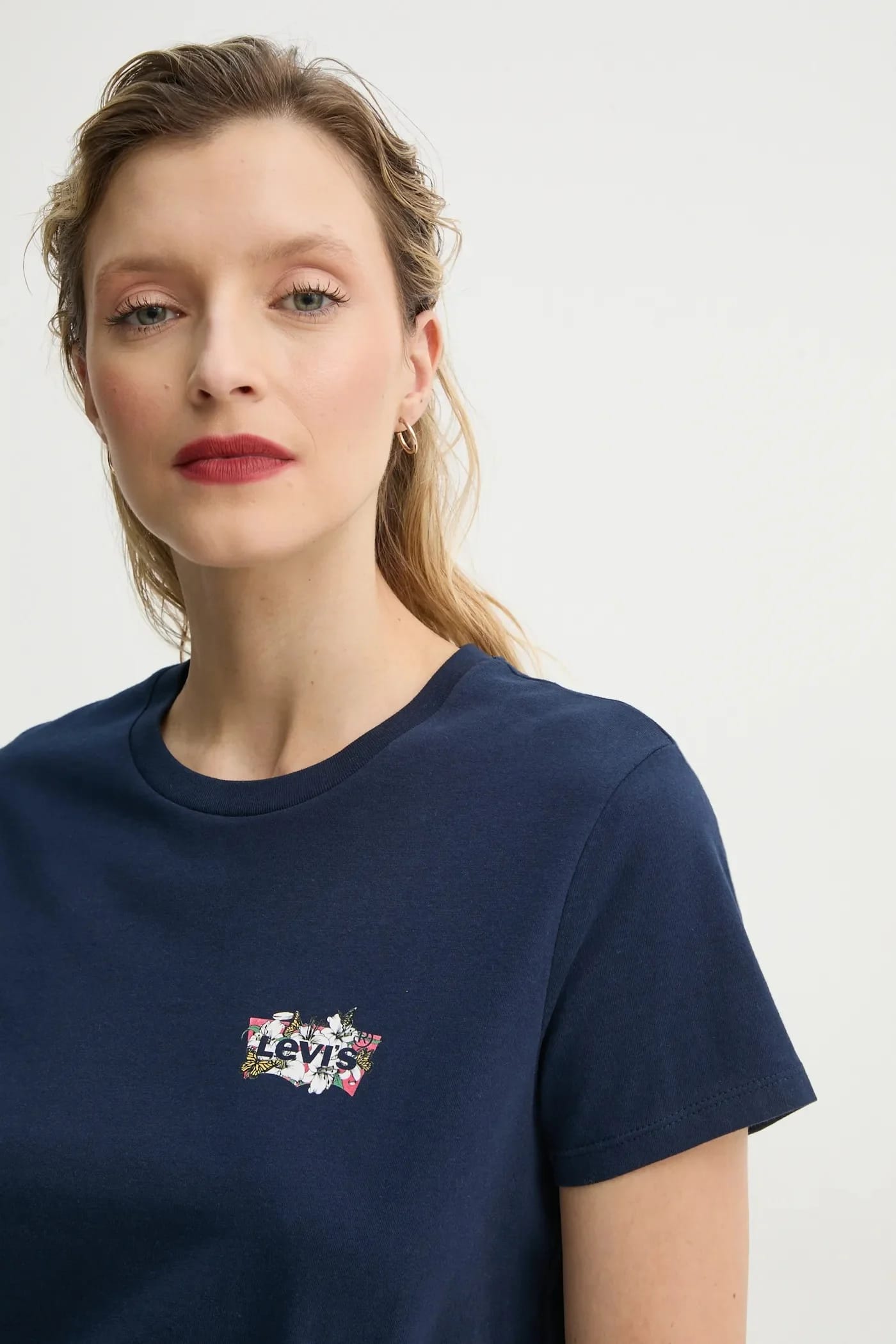 Футболка THE PERFECT TEE из хлопка военно-морской для женщин - фото 4