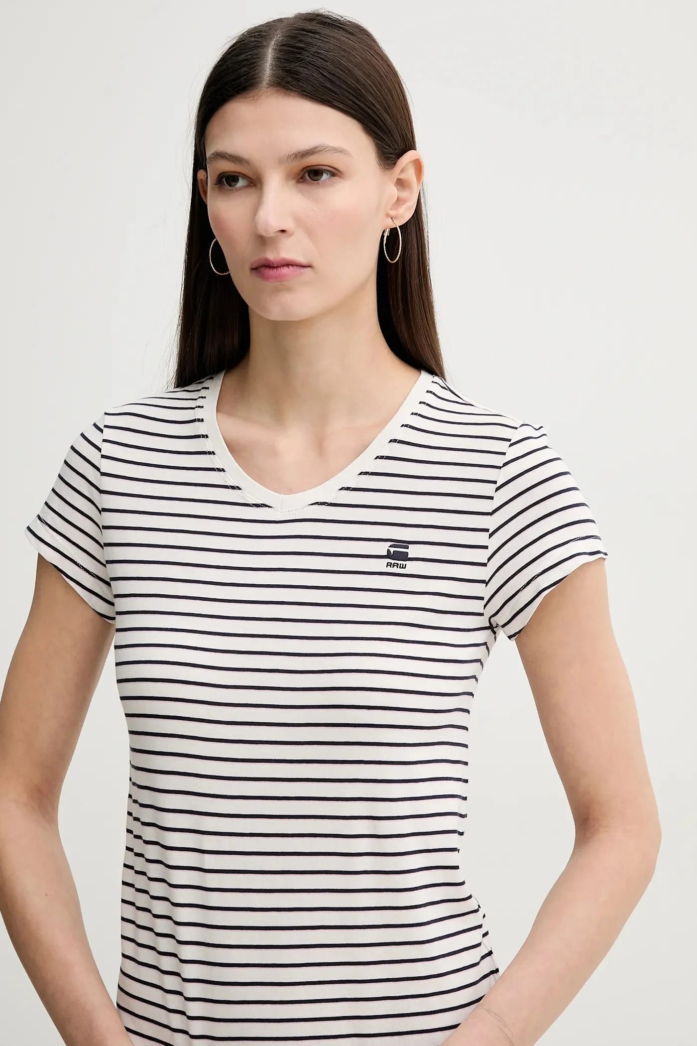 Хлопковая футболка в полоску eyben slim v t 2.0 бежевая для женщин