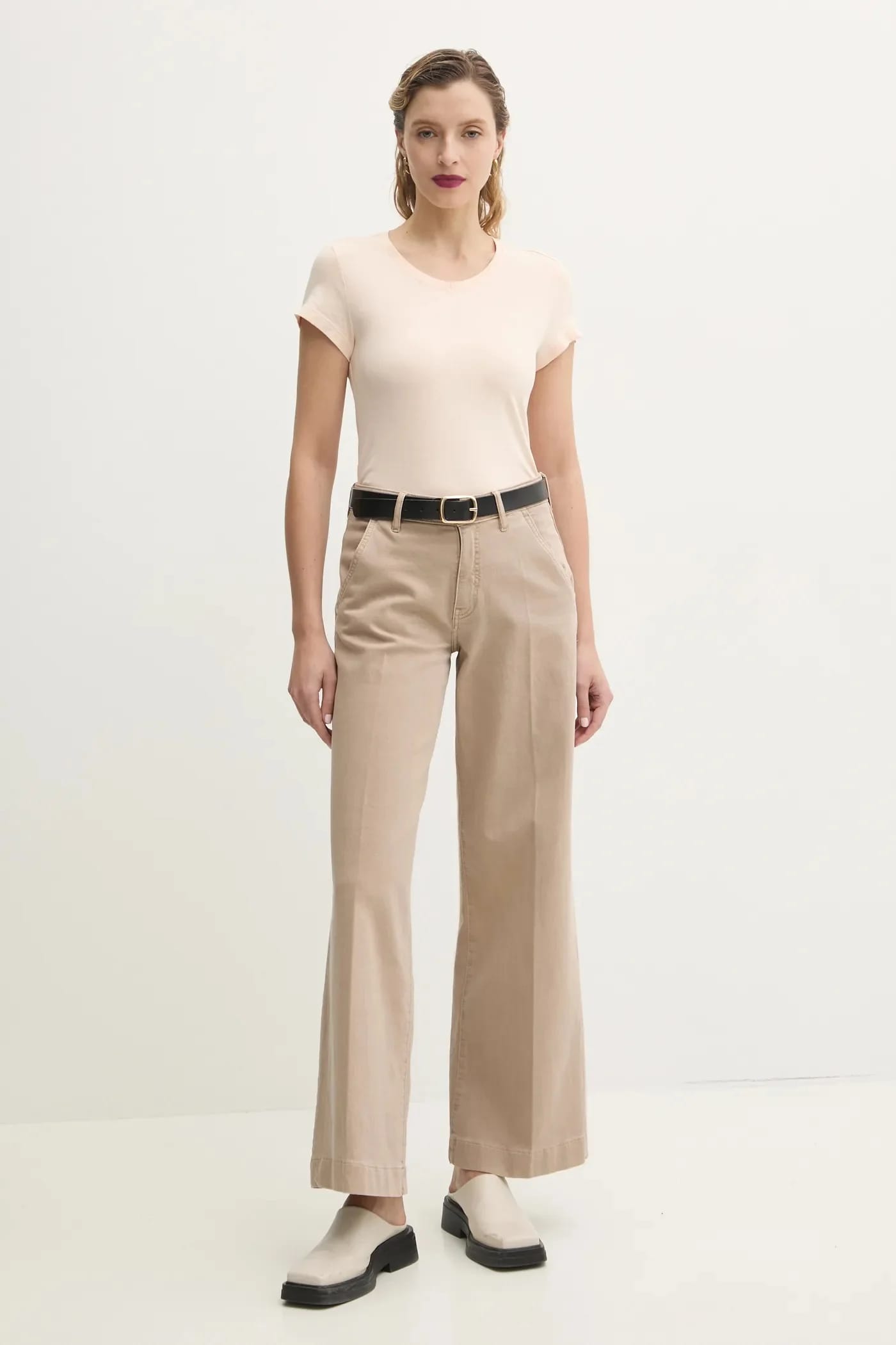Футболка из сырого хлопка Eyben slim v t 2.0 бежевая для женщин - фото 2