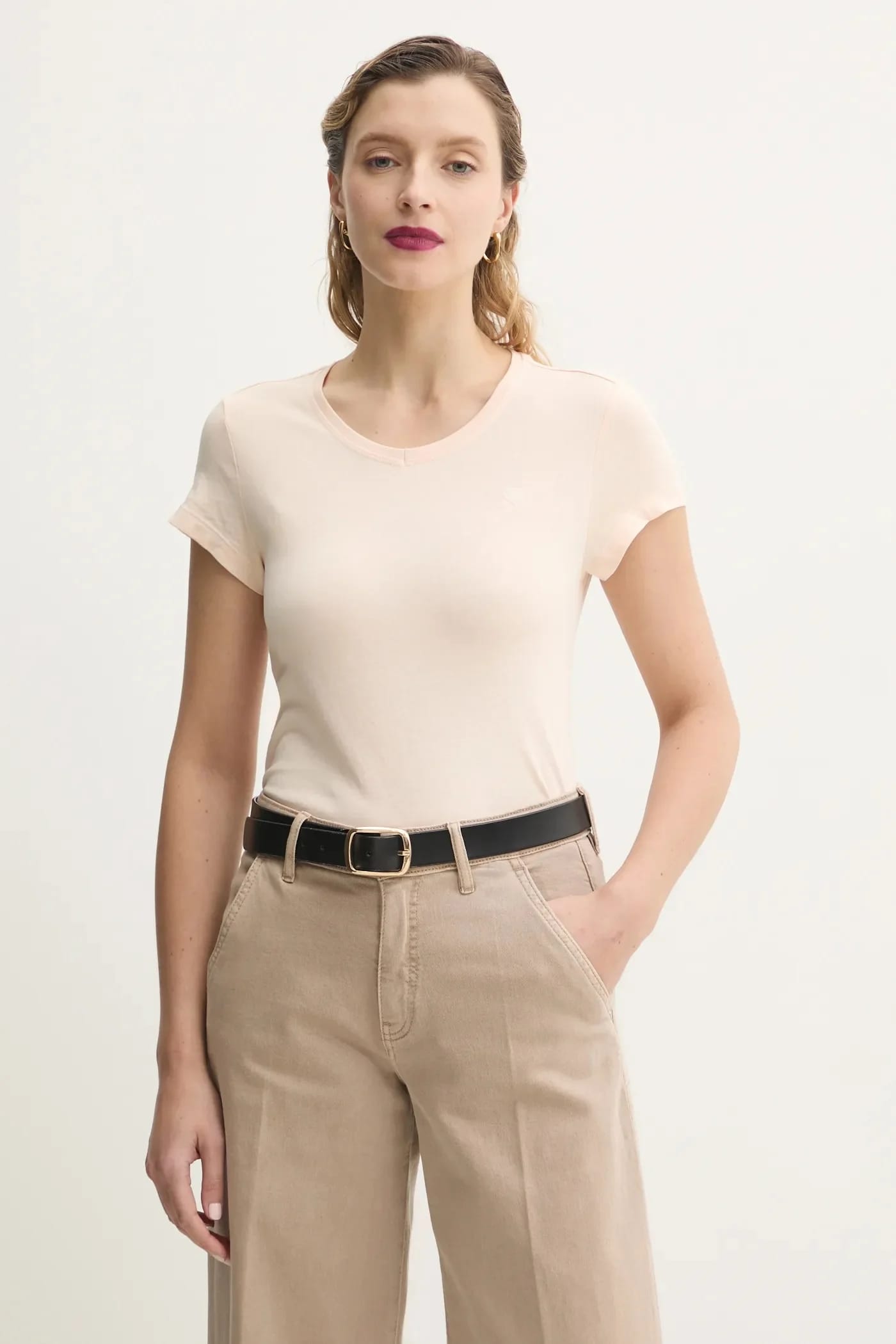 Футболка из сырого хлопка Eyben slim v t 2.0 бежевая для женщин - фото 4