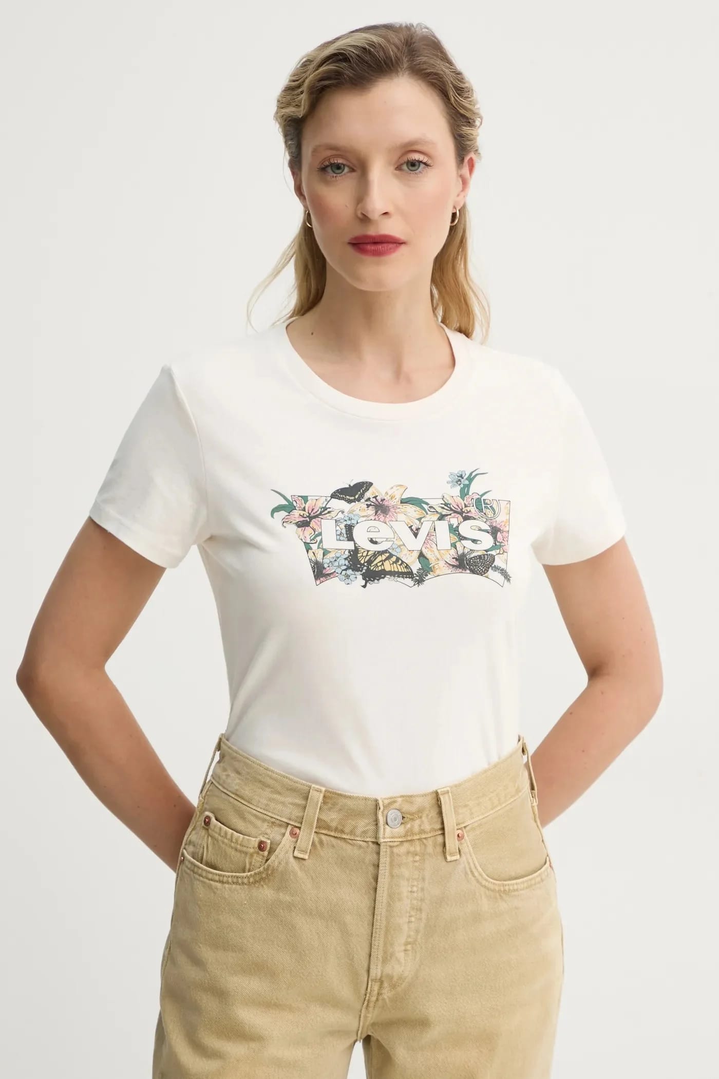 Футболка THE PERFECT TEE из хлопка бежевая для женщин