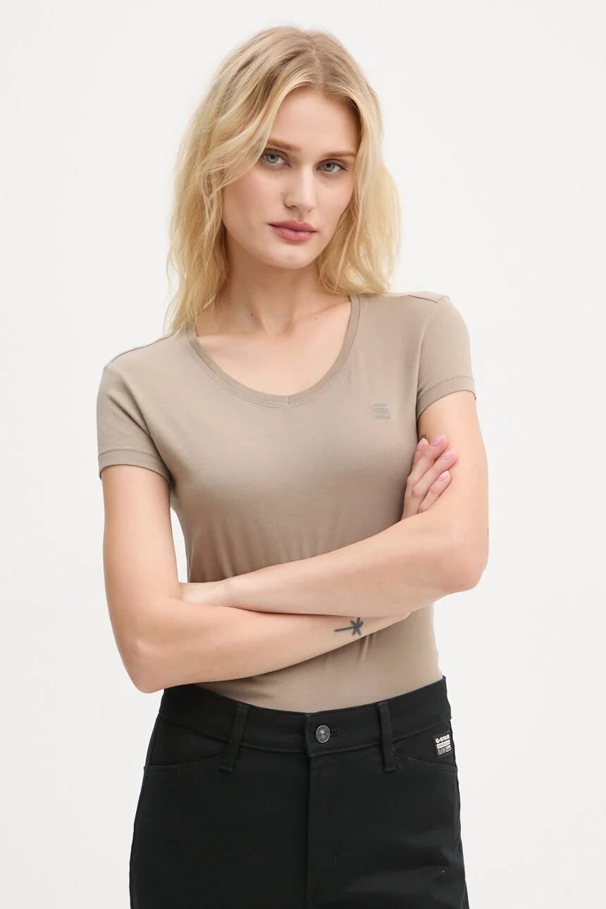 Футболка из сырого хлопка Eyben slim v t 2.0 бежевая для женщин