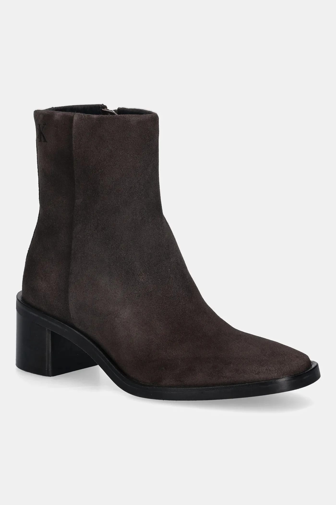 BLOCK HEEL ZIP BOOT SUE замшевые ботильоны