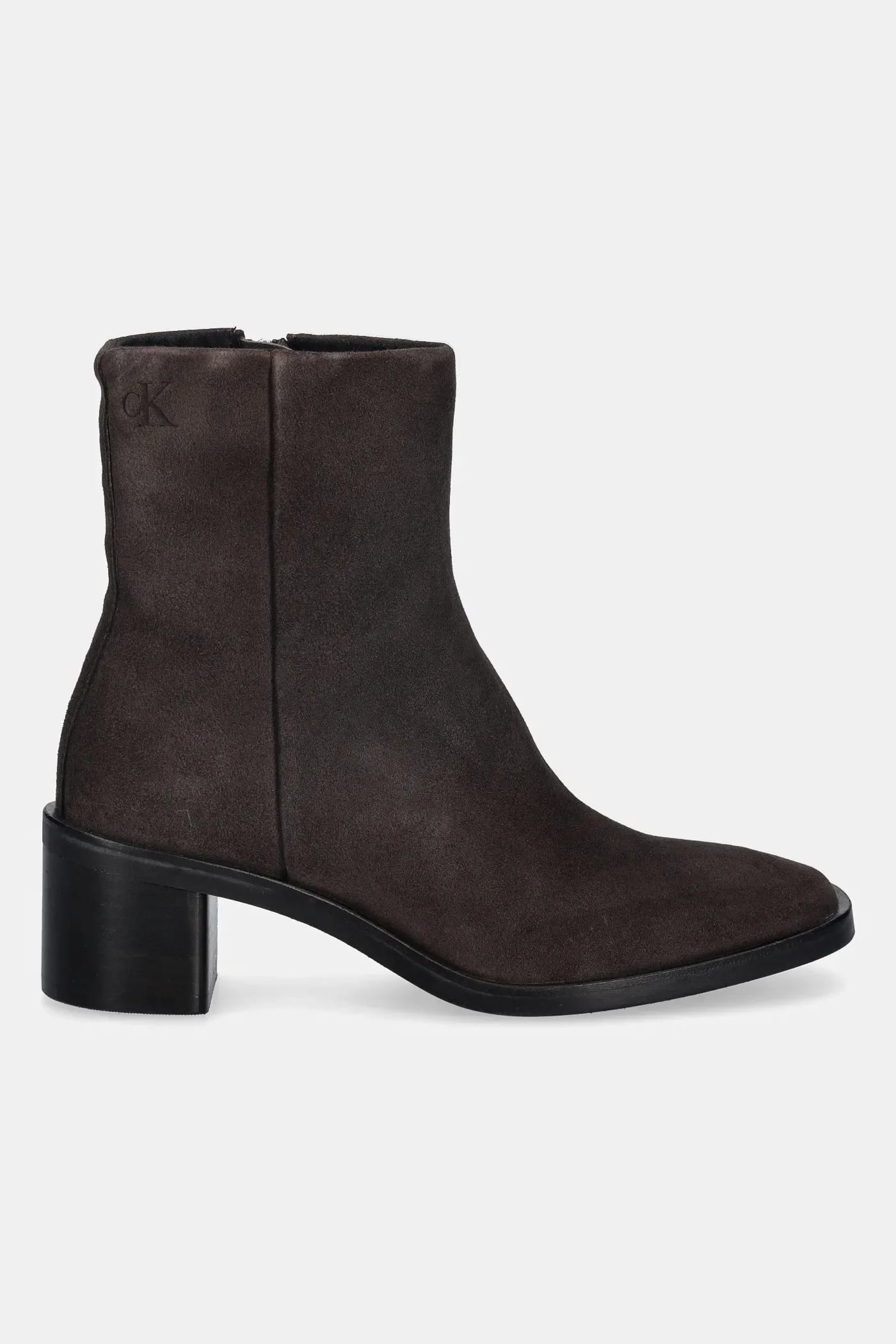 BLOCK HEEL ZIP BOOT SUE замшевые ботильоны - фото 2