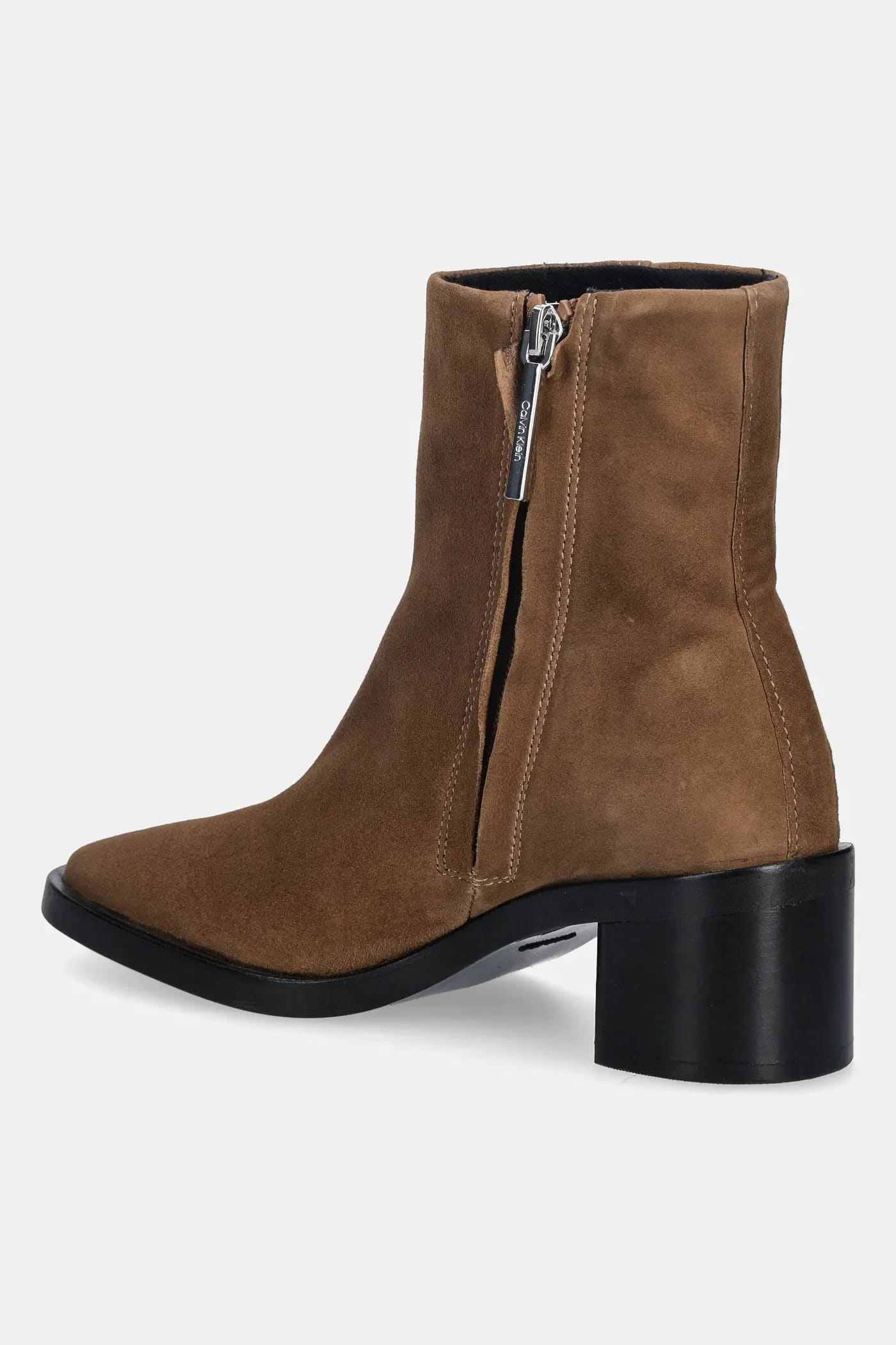 BLOCK HEEL ZIP BOOT SUE замшевые ботильоны - фото 3