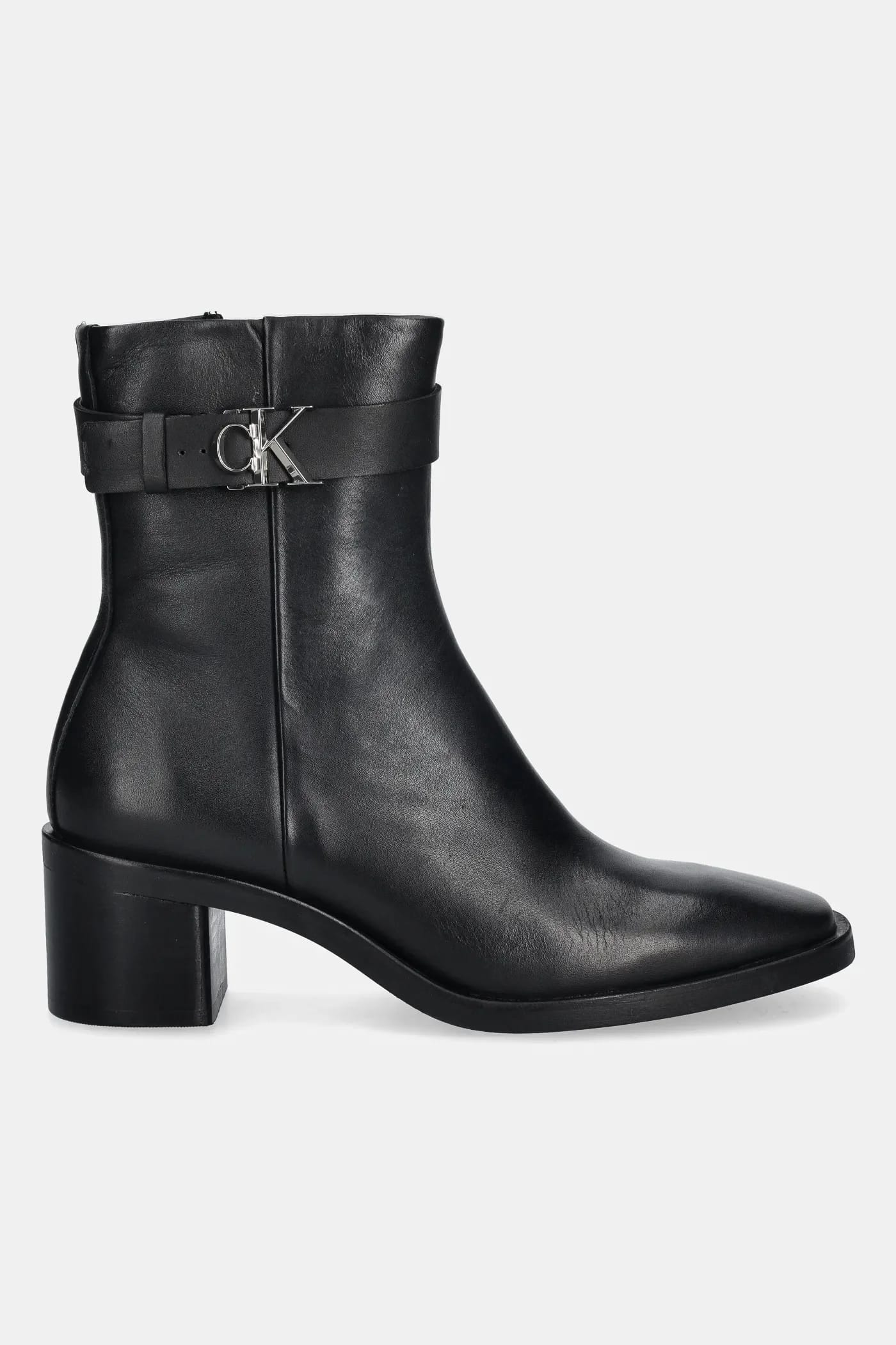 БОТИНКИ НА BLOCK HEEL W/ METAL LOGO кожаные ботильоны - фото 2