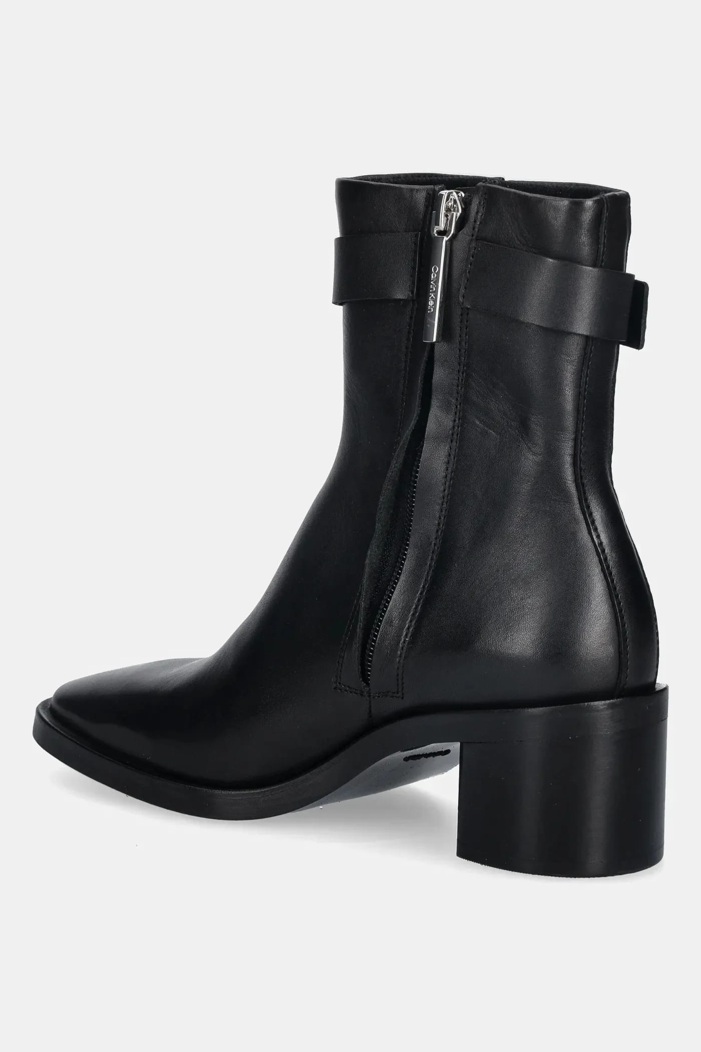 БОТИНКИ НА BLOCK HEEL W/ METAL LOGO кожаные ботильоны - фото 3