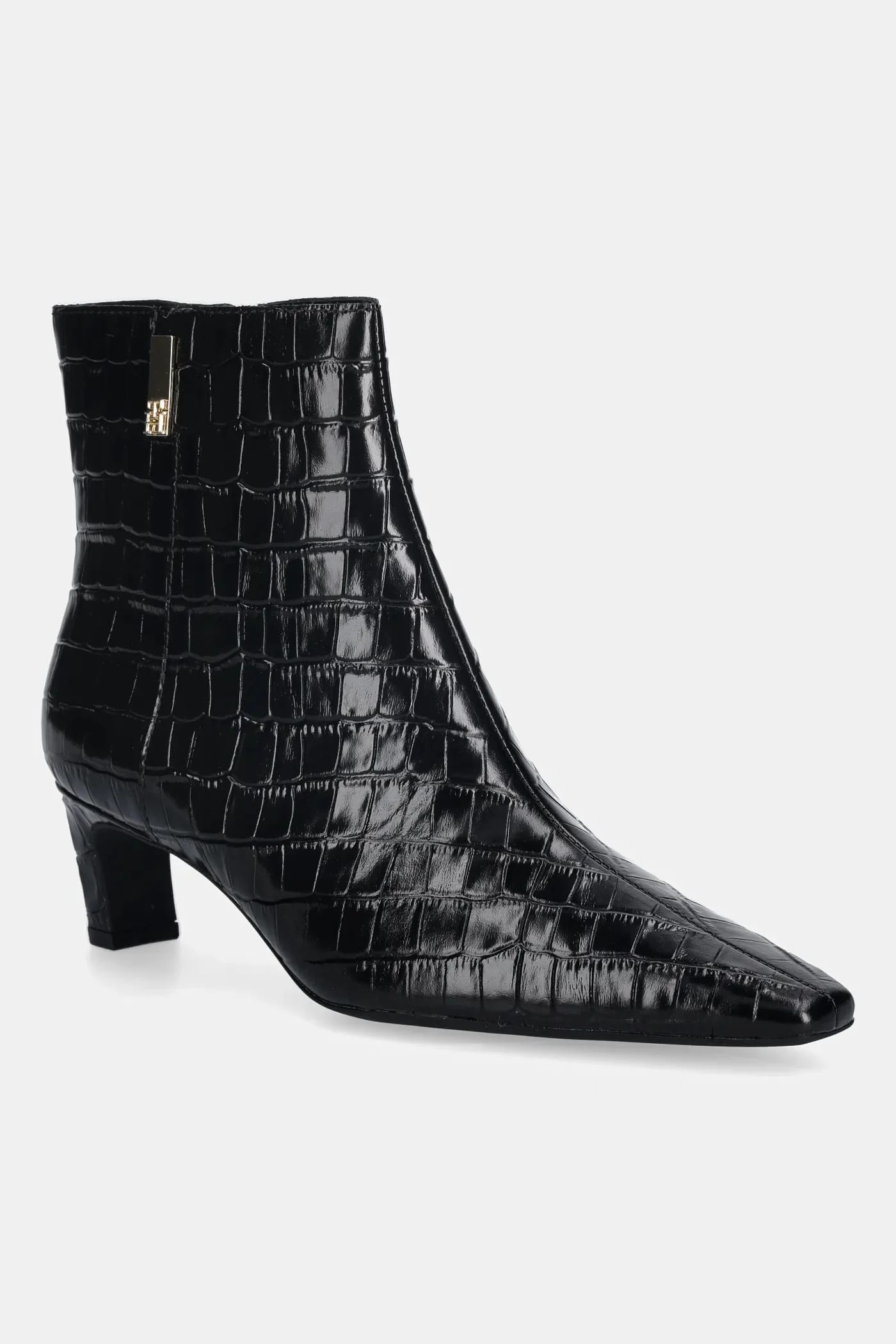 Кожаные ботильоны TH SQUARE TOE CROC KITTEN BOOTIE