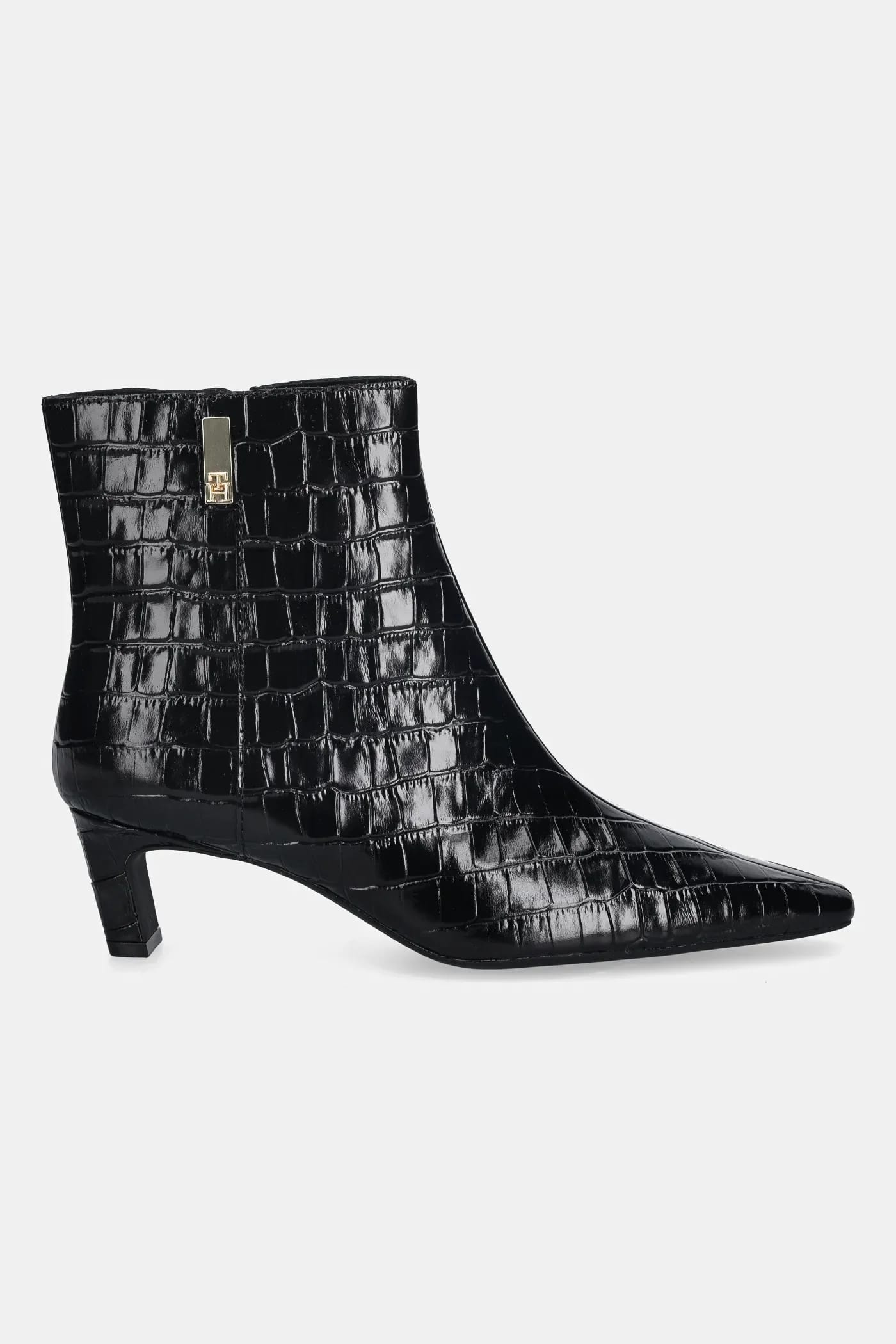 Кожаные ботильоны TH SQUARE TOE CROC KITTEN BOOTIE - фото 2