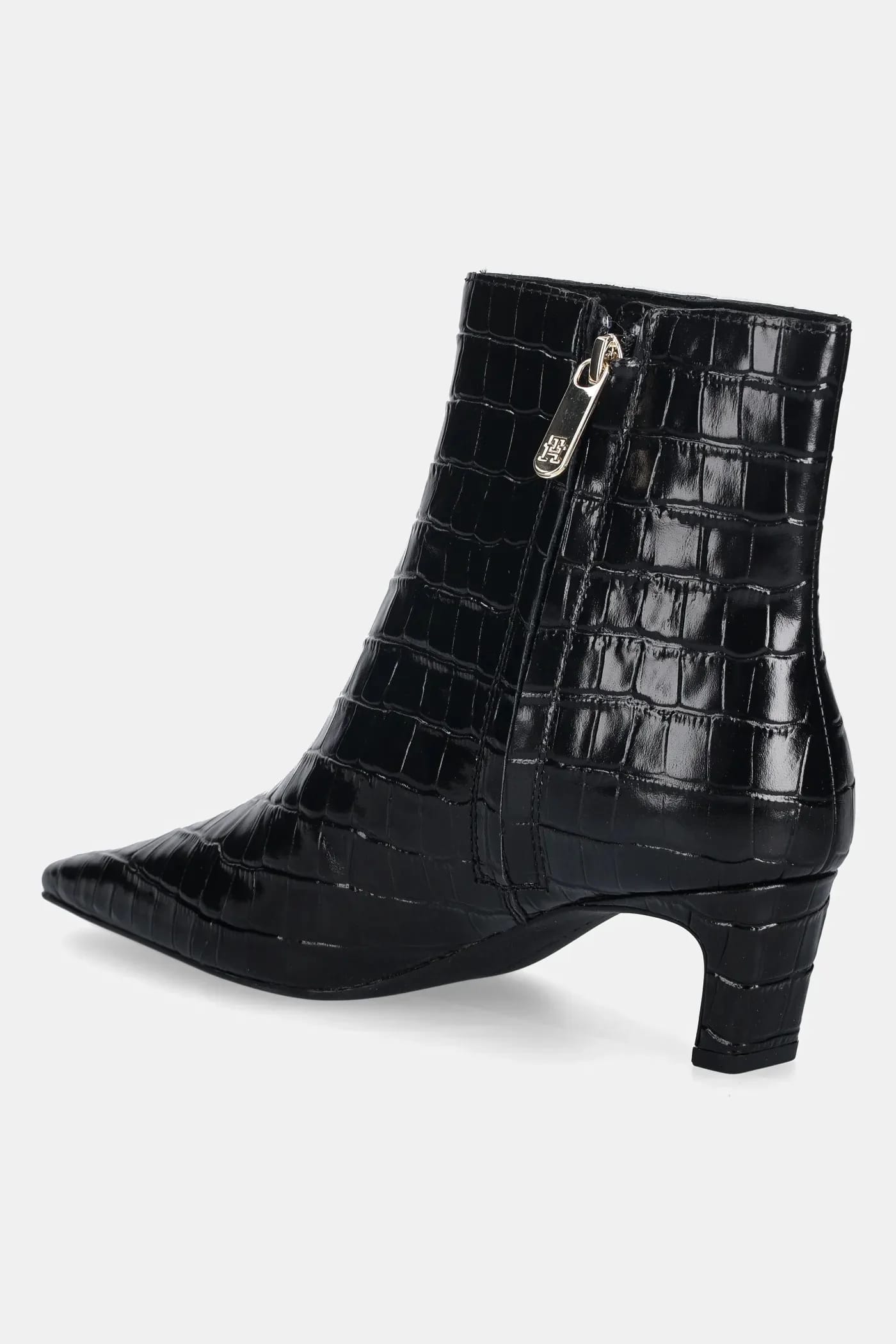 Кожаные ботильоны TH SQUARE TOE CROC KITTEN BOOTIE - фото 3