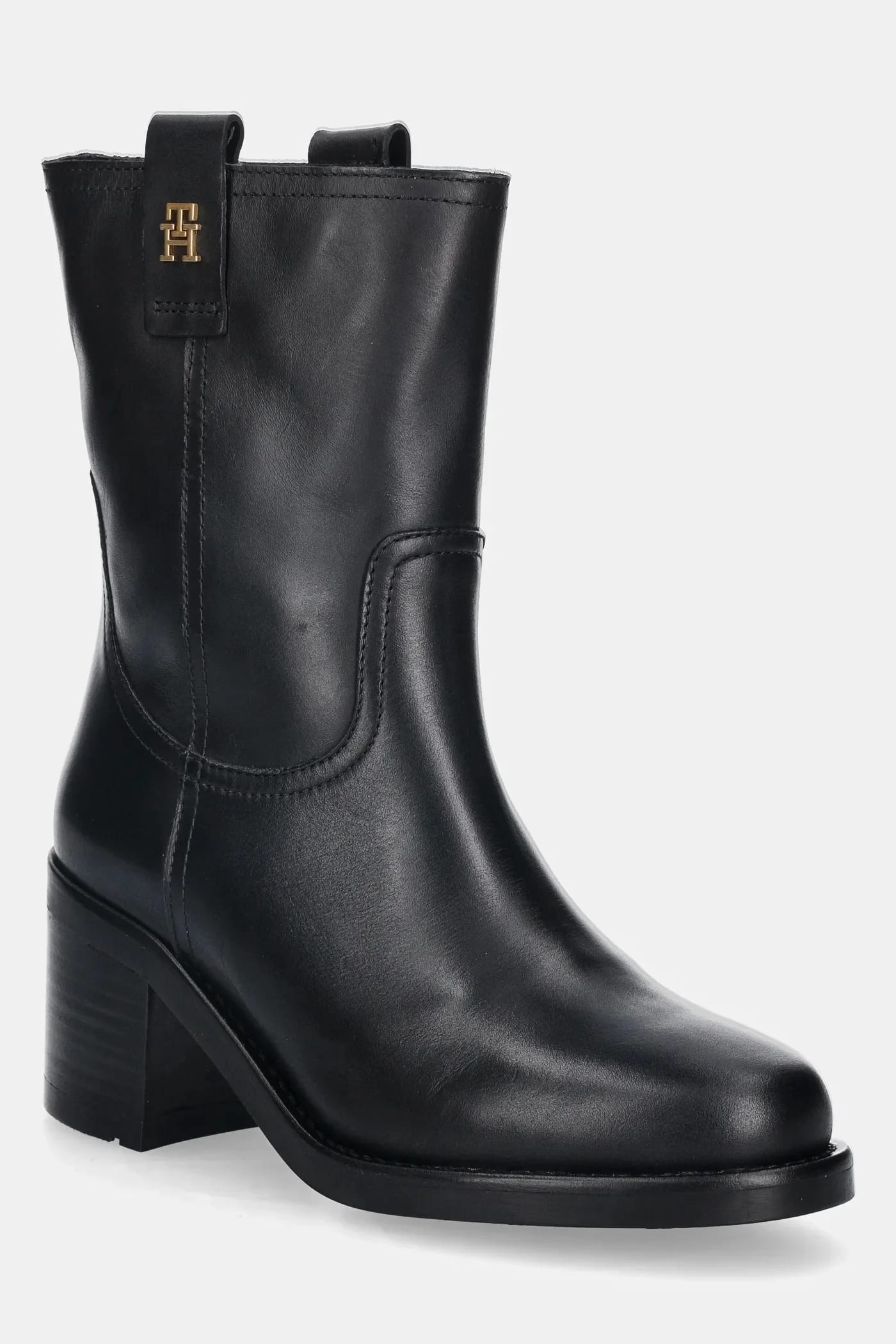 Кожаные ботильоны RIDING LTHR MID BOOT BLOCK HEEL