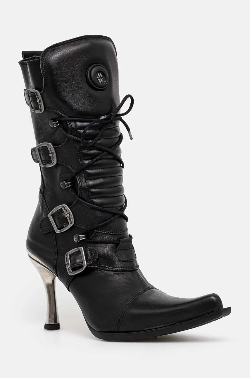 Кожаные ботильоны ITALI NEGRO FINO + MALICIA TACON CARIBE ACERO