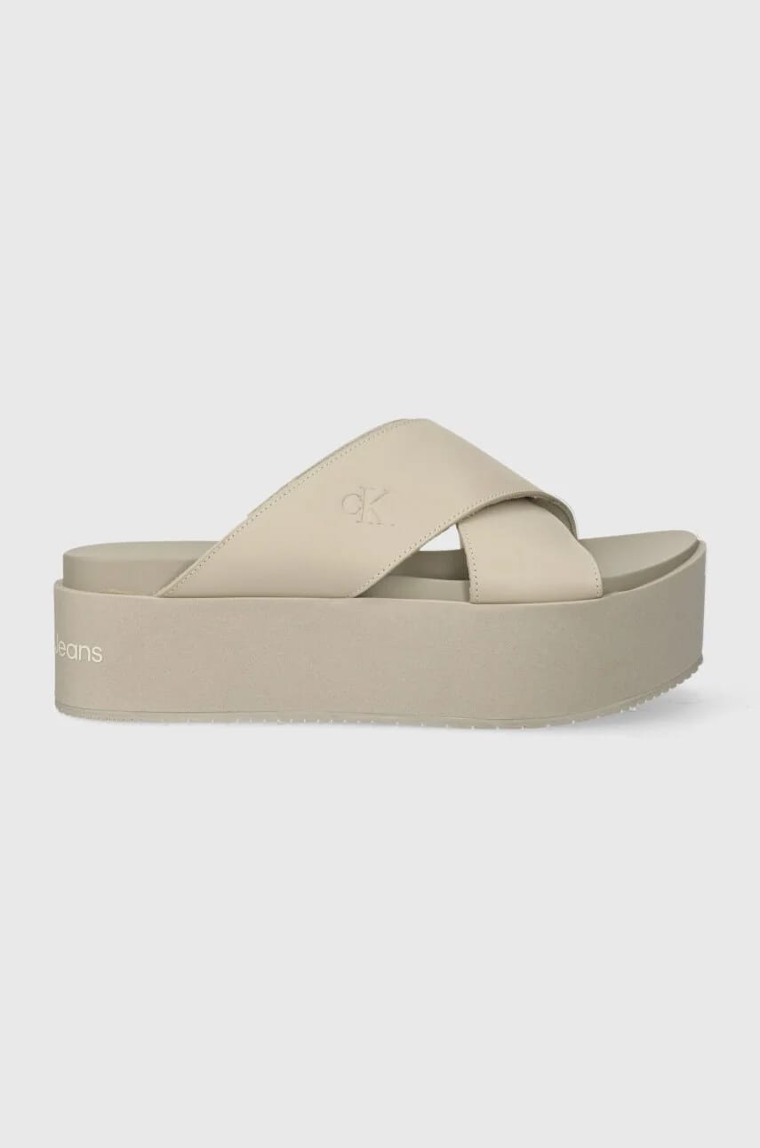 Кожаные шлепанцы FLATFORM CROSS MG UC