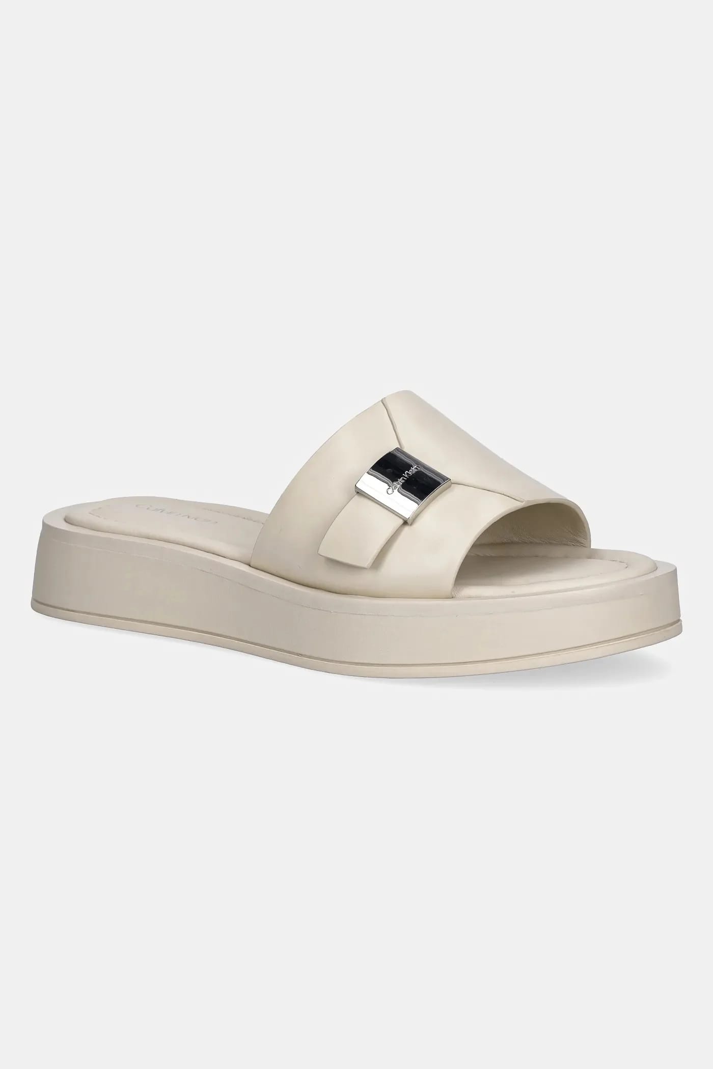 Кожаные шлепанцы FLATFORM SLIDE W/CK HW - LTH