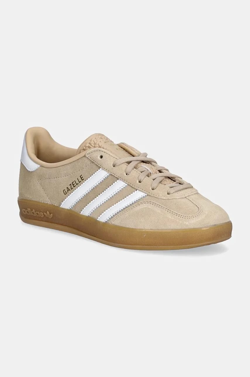 кроссовки Gazelle Indoor замшевые бежевые для женщин