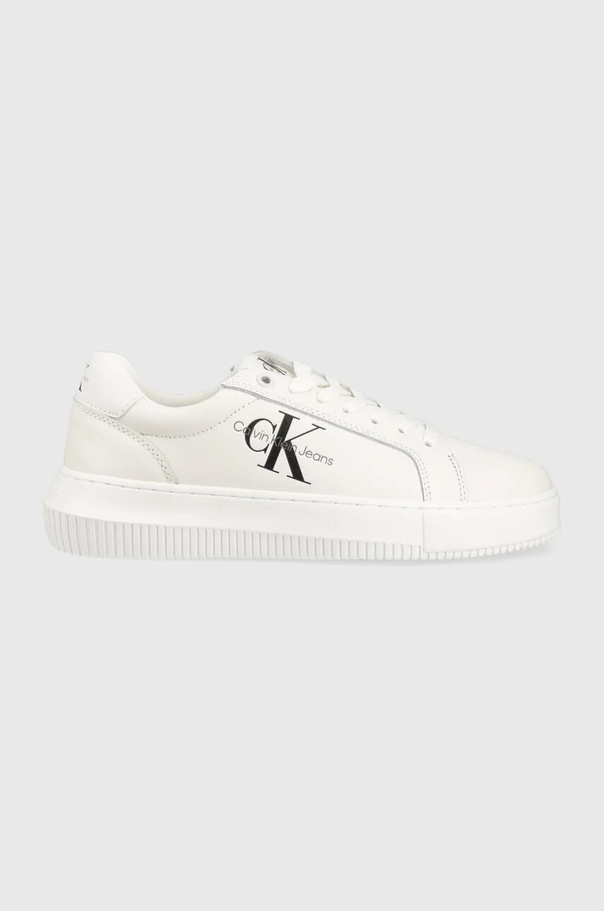 Кожаные кроссовки YW0YW00823 CHUNKY CUPSOLE MONOLOGO W белые для женщин