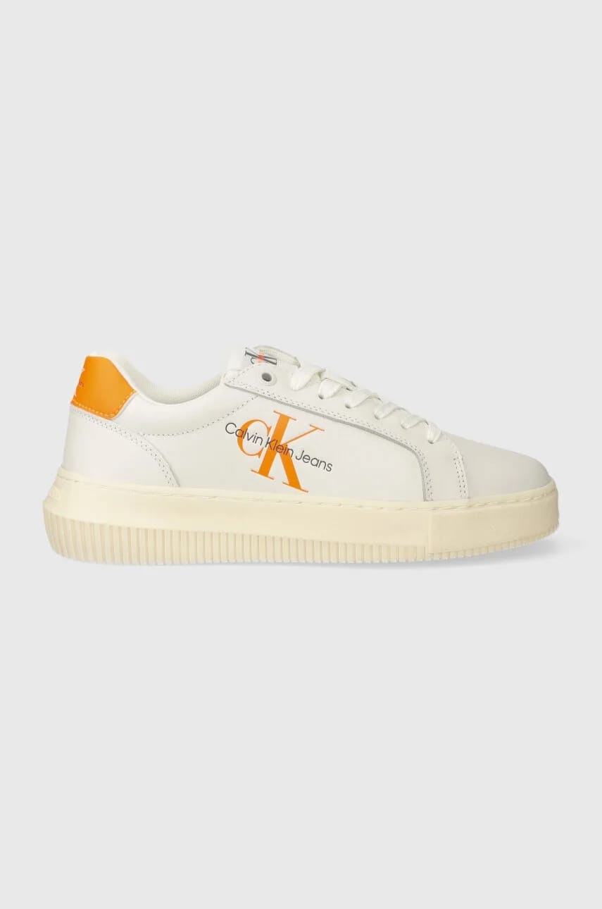 Кожаные кроссовки YW0YW00823 CHUNKY CUPSOLE MONOLOGO W бежевые для женщин