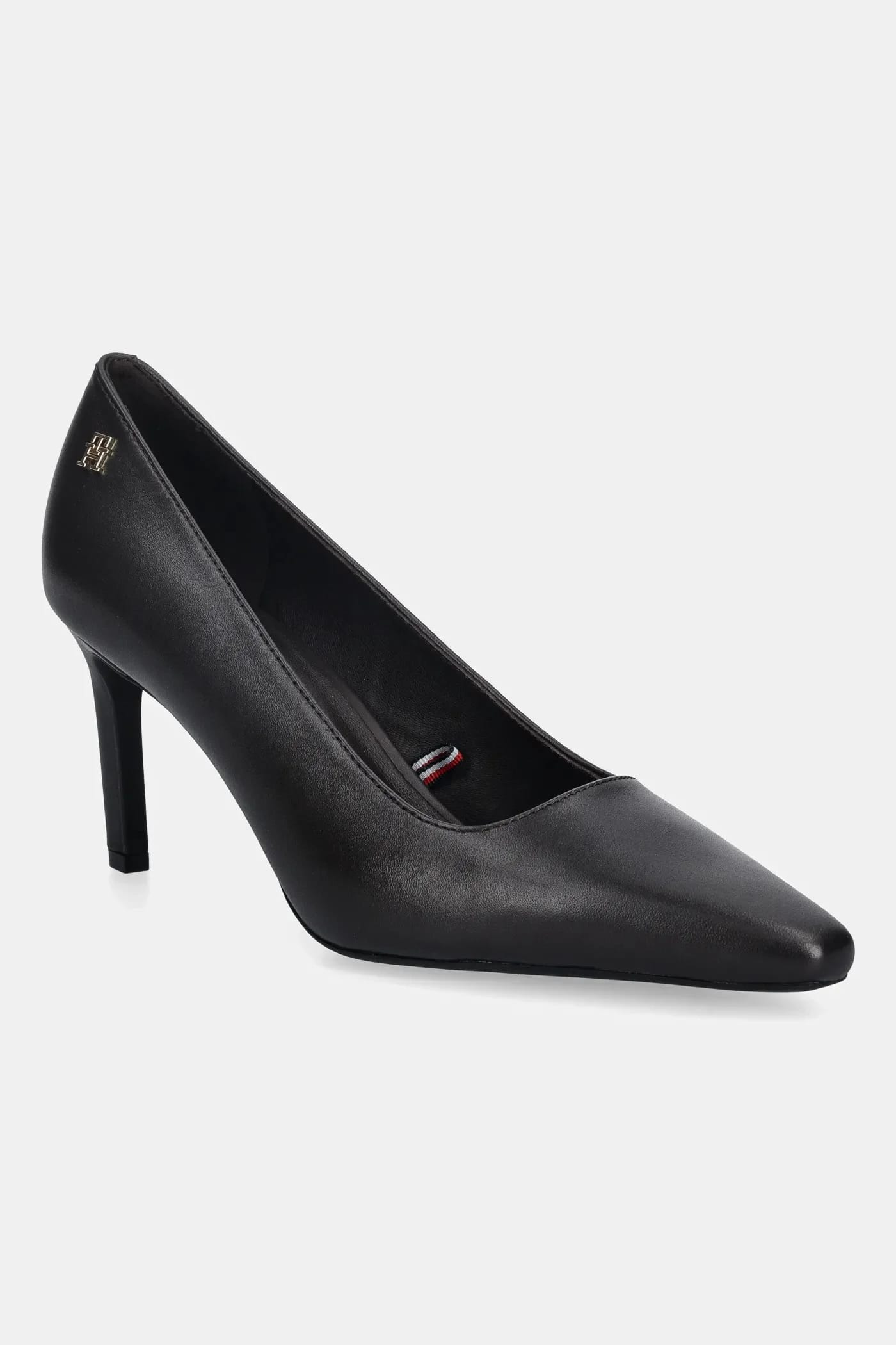 Кожаные туфли на высоком каблуке TH LOGO LTH PUMP SLANTED HL