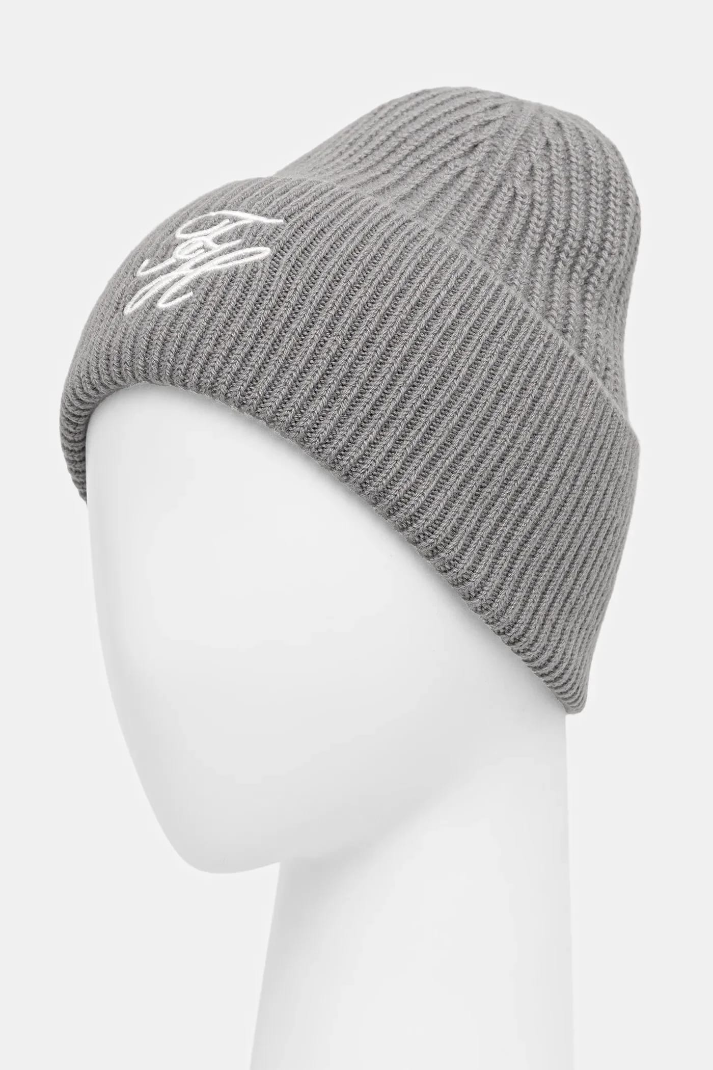 Шерстяная шапка серая для женщин - фото 2
