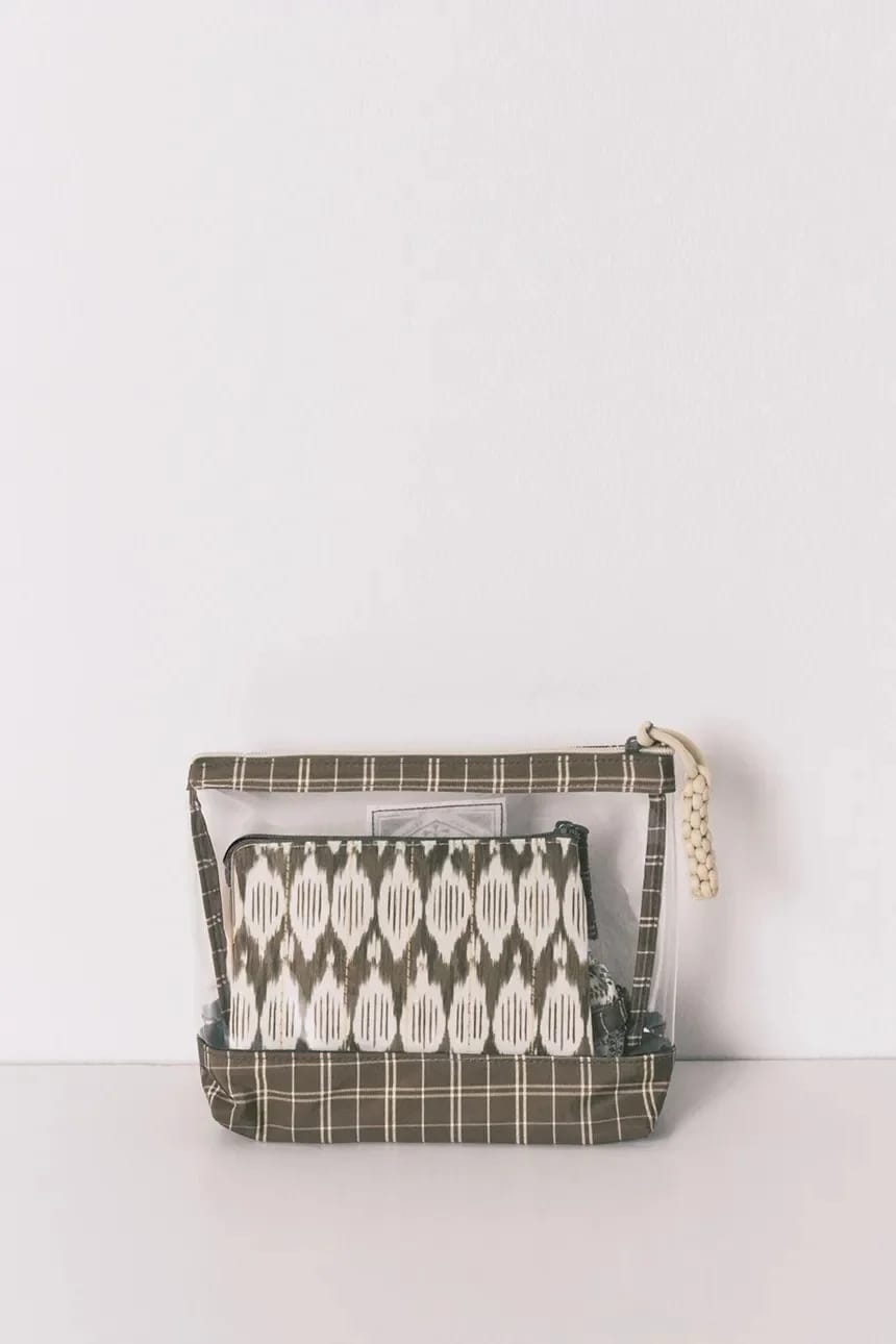 косметичка из трех штук зеленая для женщин - фото 2