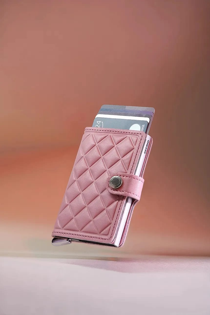 Кожаный кошелек EMBOSS DIAMOND розовый для мужчин - фото 6