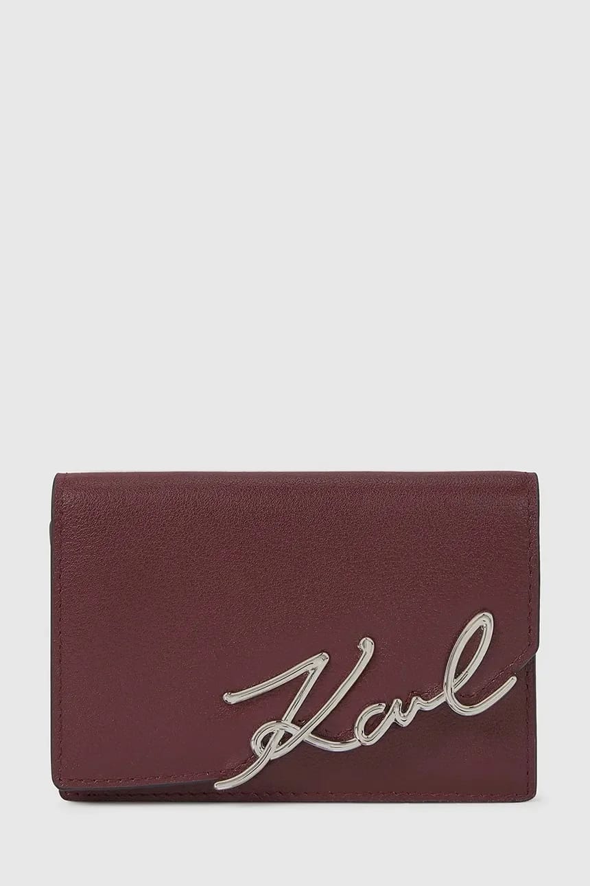 кожаный кошелек K/SIGNATURE бордовый для женщин