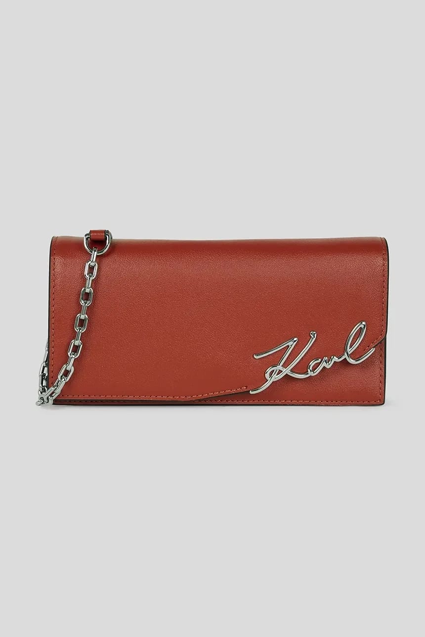 кожаный кошелек K/SIGNATURE красный для женщин