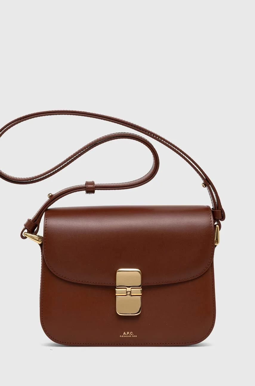 Маленькая кожаная сумка Sac Grace коричневая для женщин