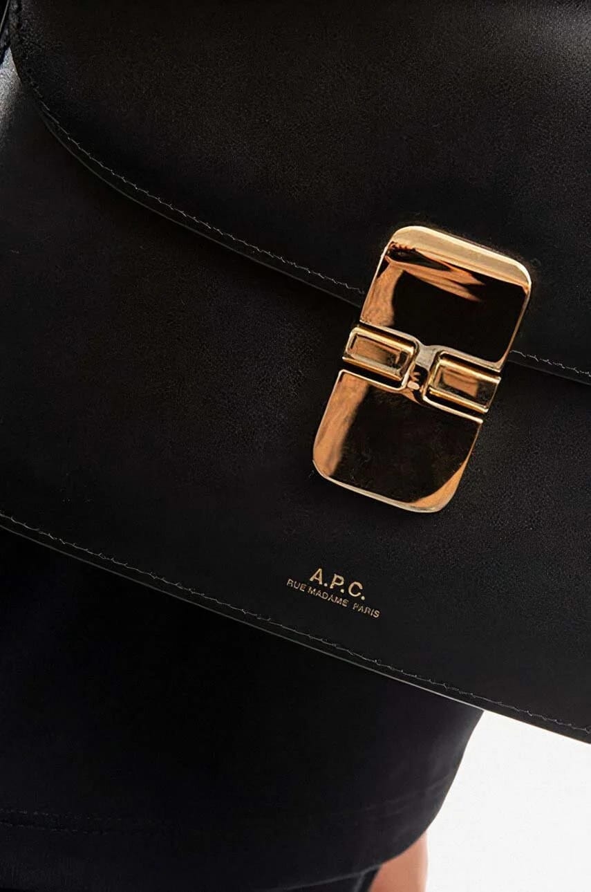 Маленькая кожаная сумка Sac Grace черная для женщин - фото 7