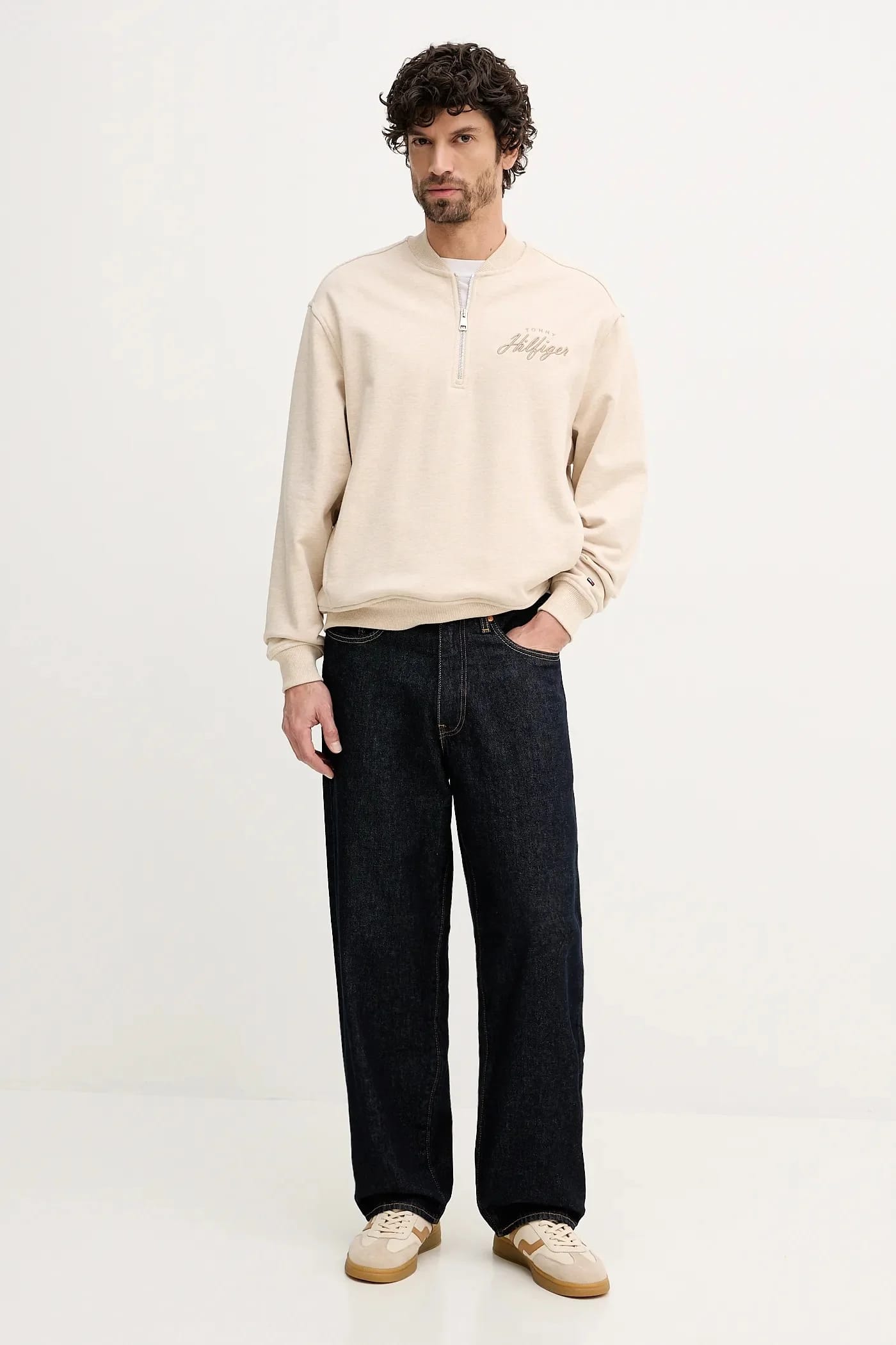Хлопковая толстовка бежевая для мужчин - фото 2