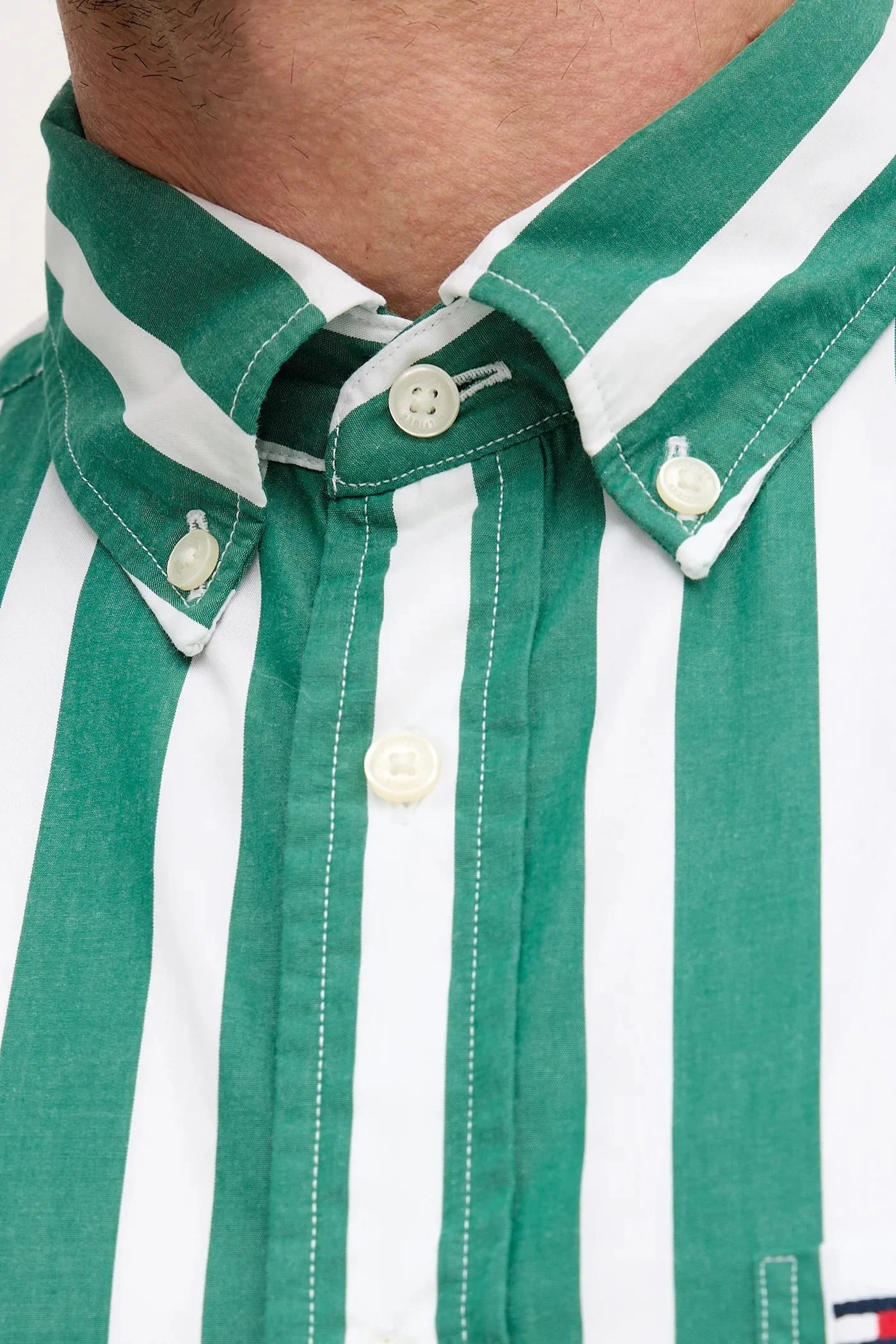 Хлопковая рубашка зеленая для мужчин - фото 5