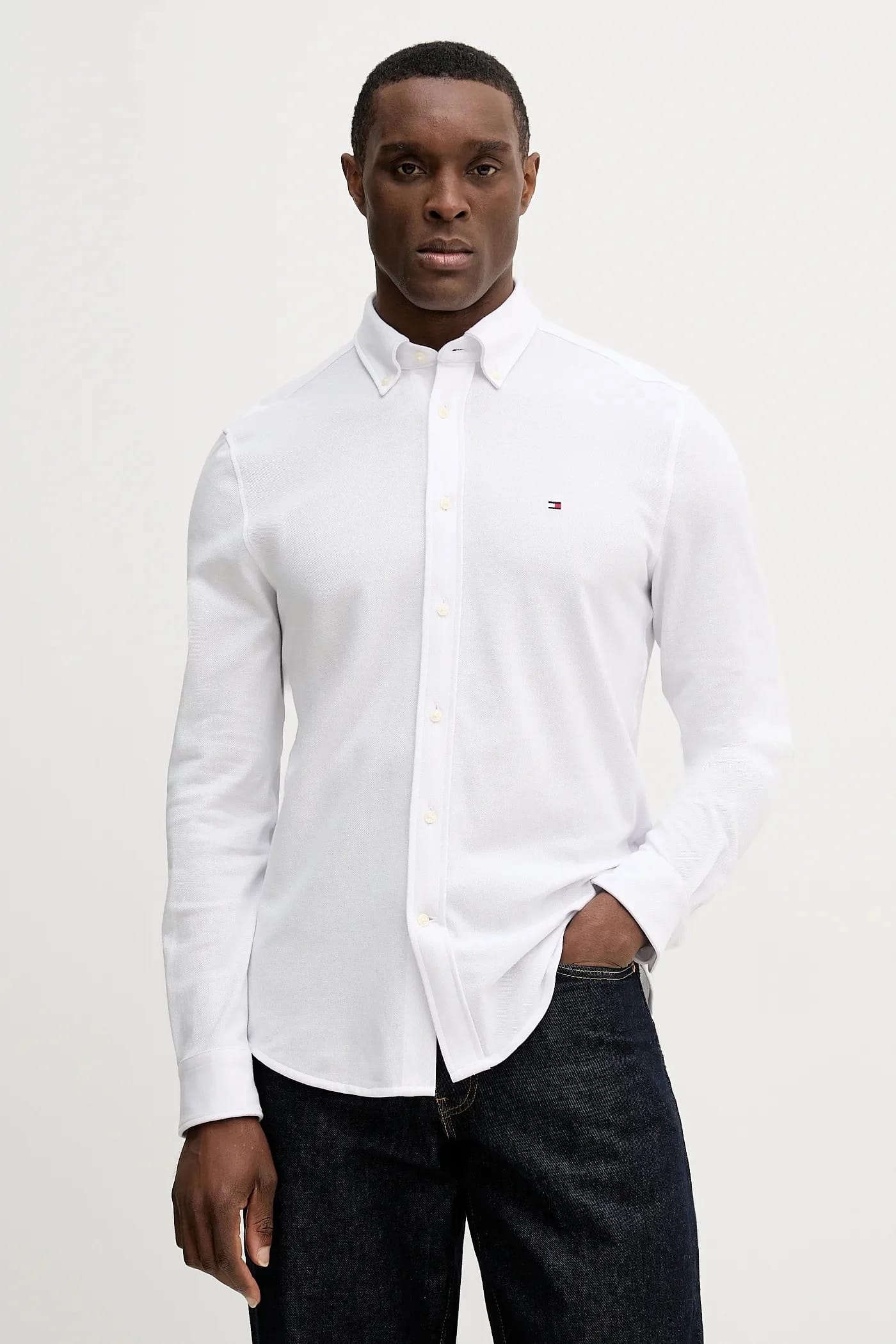 Хлопковая рубашка белая для мужчин