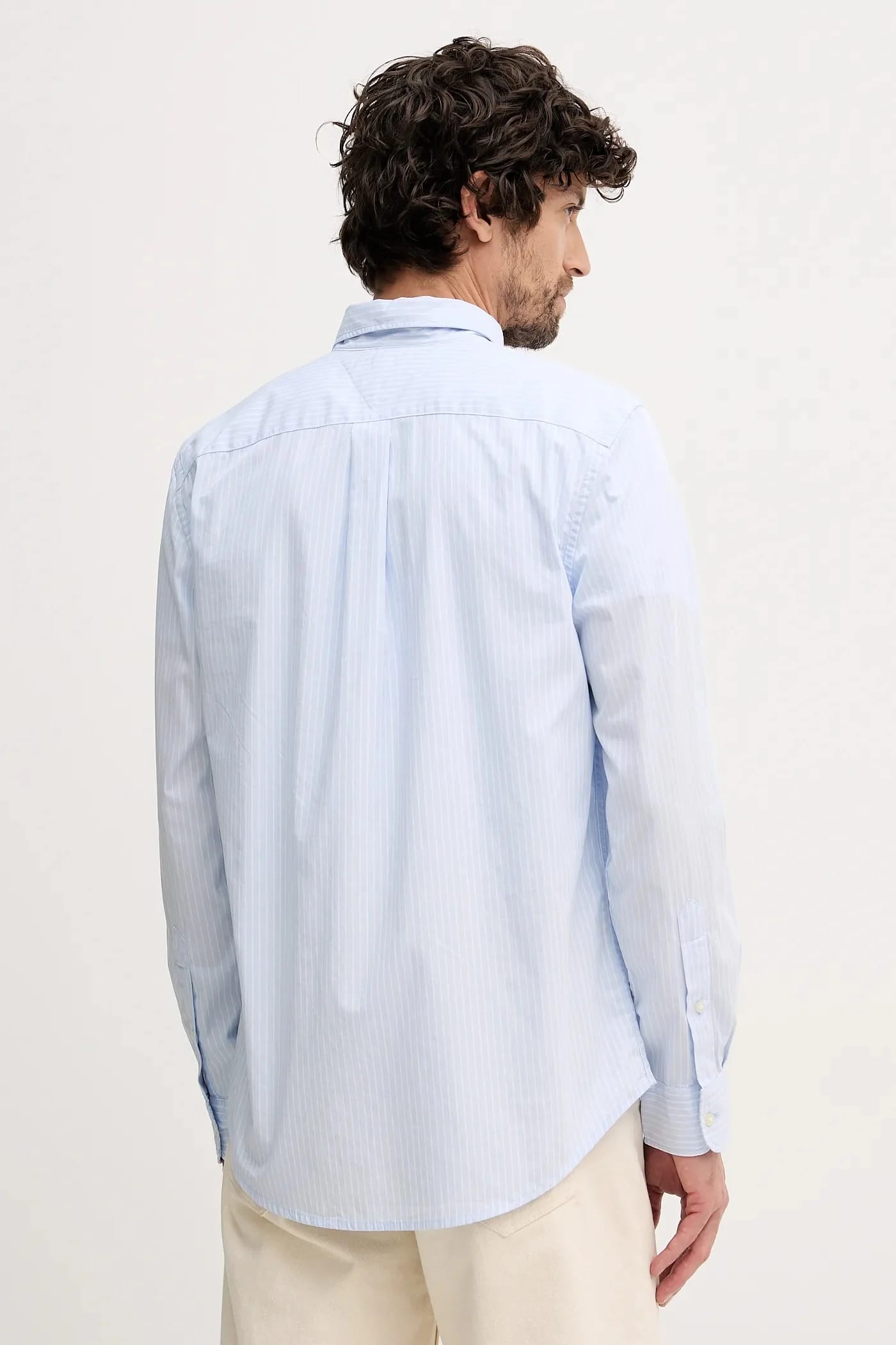 Хлопковая рубашка синяя для мужчин - фото 3