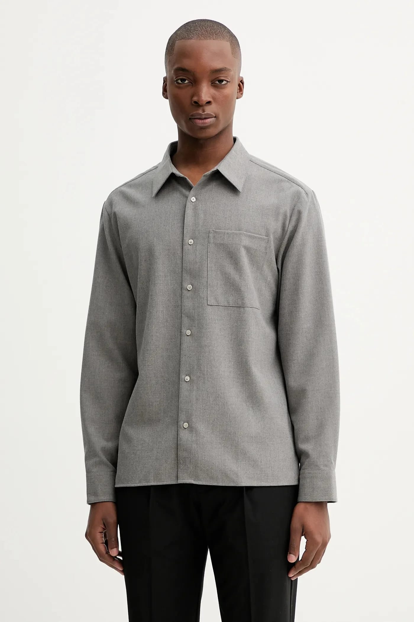 Рубашка из смесовой шерсти серая для мужчин