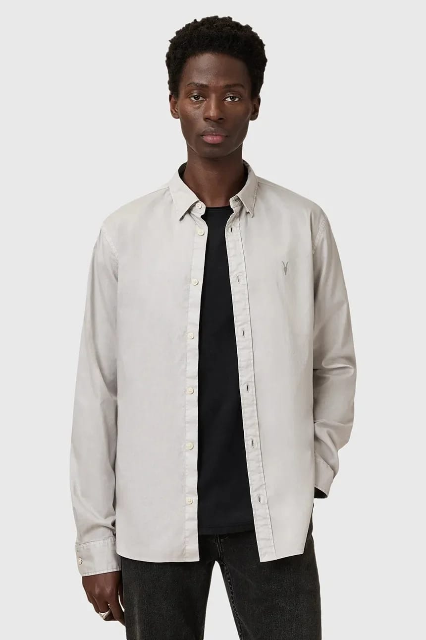 Хлопковая рубашка HAWTHORNE LS SHIRT серая для мужчин