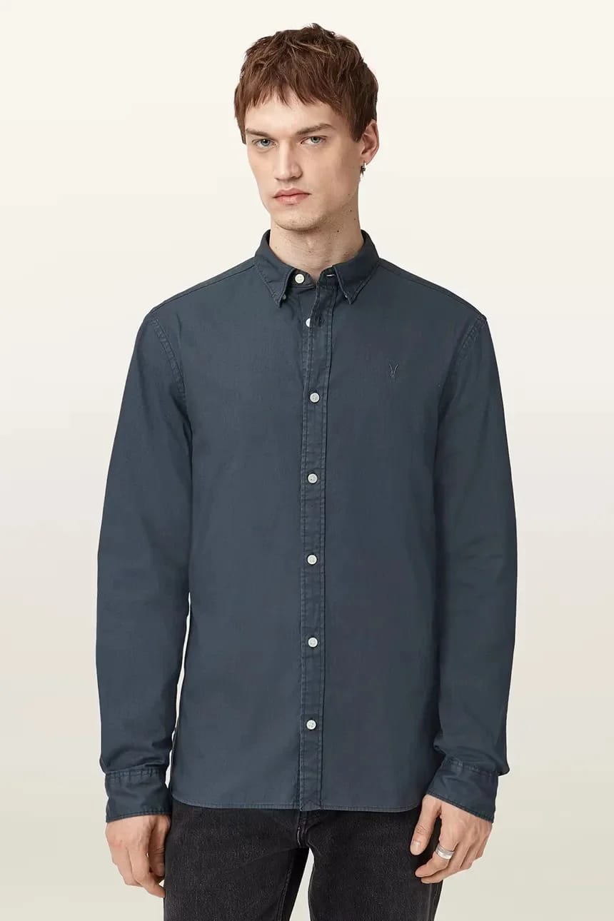 Хлопковая рубашка HAWTHORNE LS SHIRT синяя для мужчин