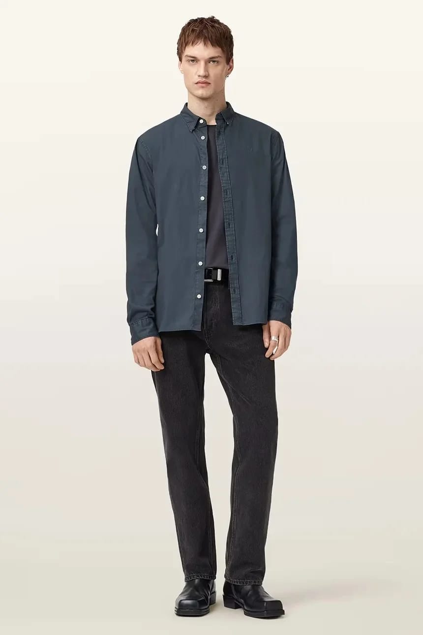 Хлопковая рубашка HAWTHORNE LS SHIRT синяя для мужчин - фото 5