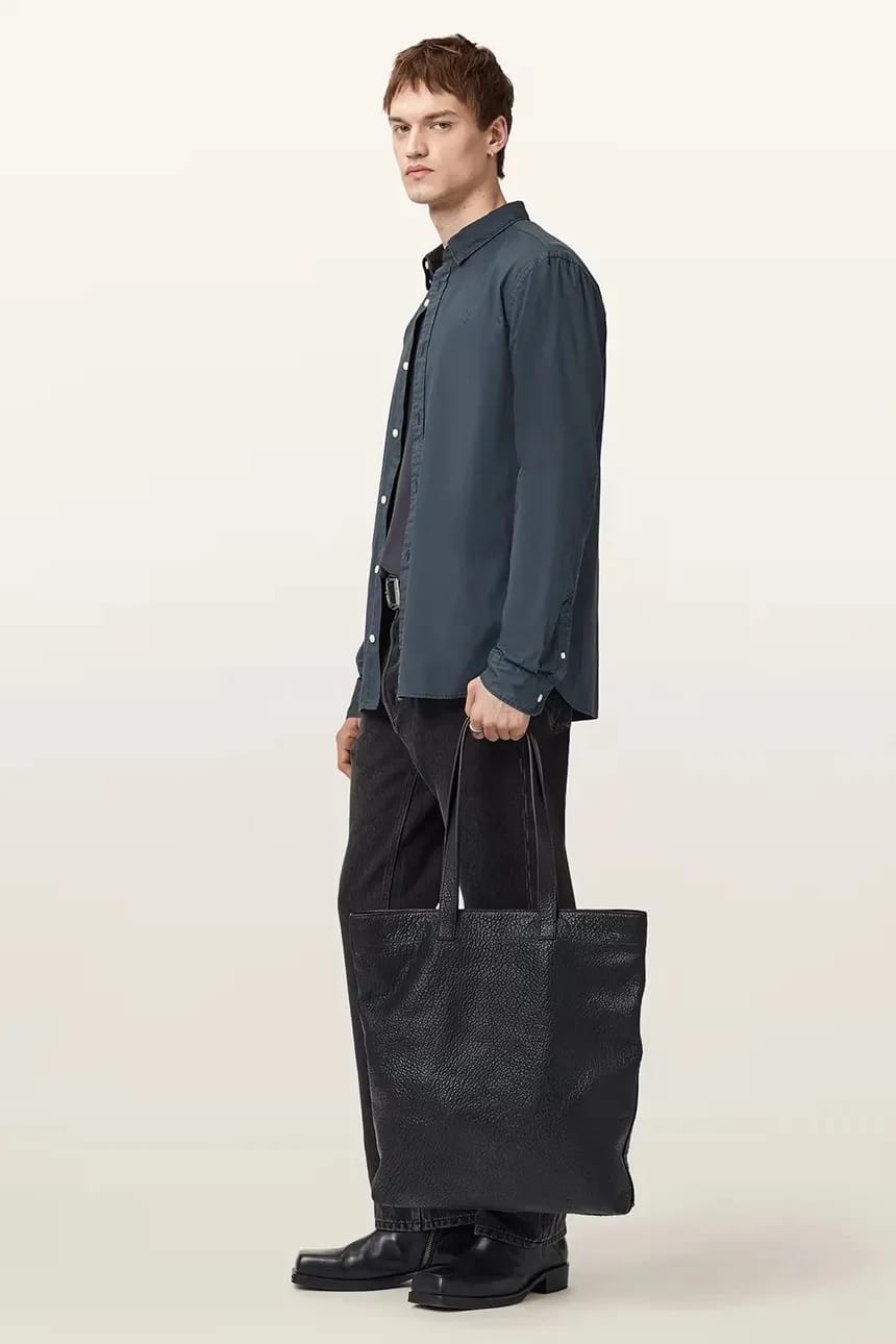 Хлопковая рубашка HAWTHORNE LS SHIRT синяя для мужчин - фото 6