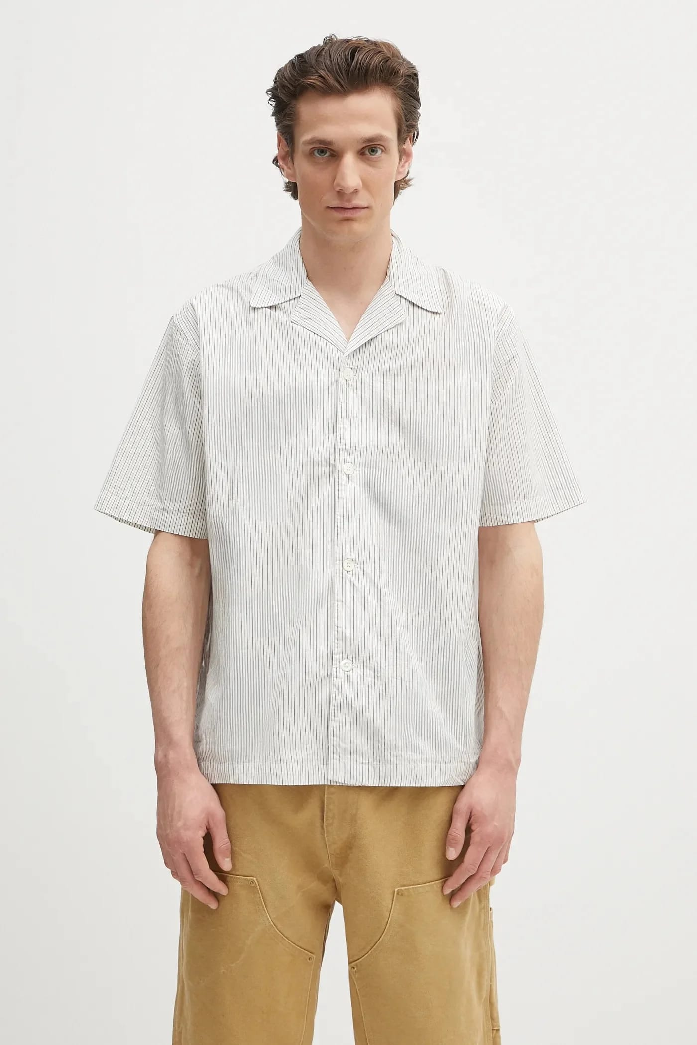 Хлопковая рубашка Mads Poplin Stripe SS