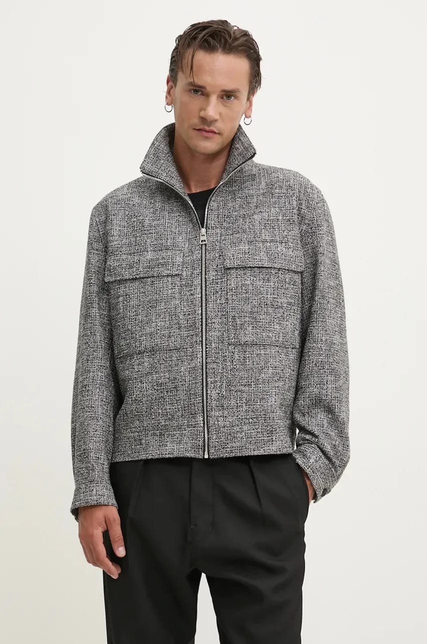 Куртка из смесовой шерсти серая для мужчин