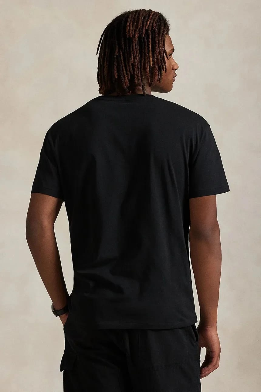 Хлопковая футболка черная для мужчин - фото 2