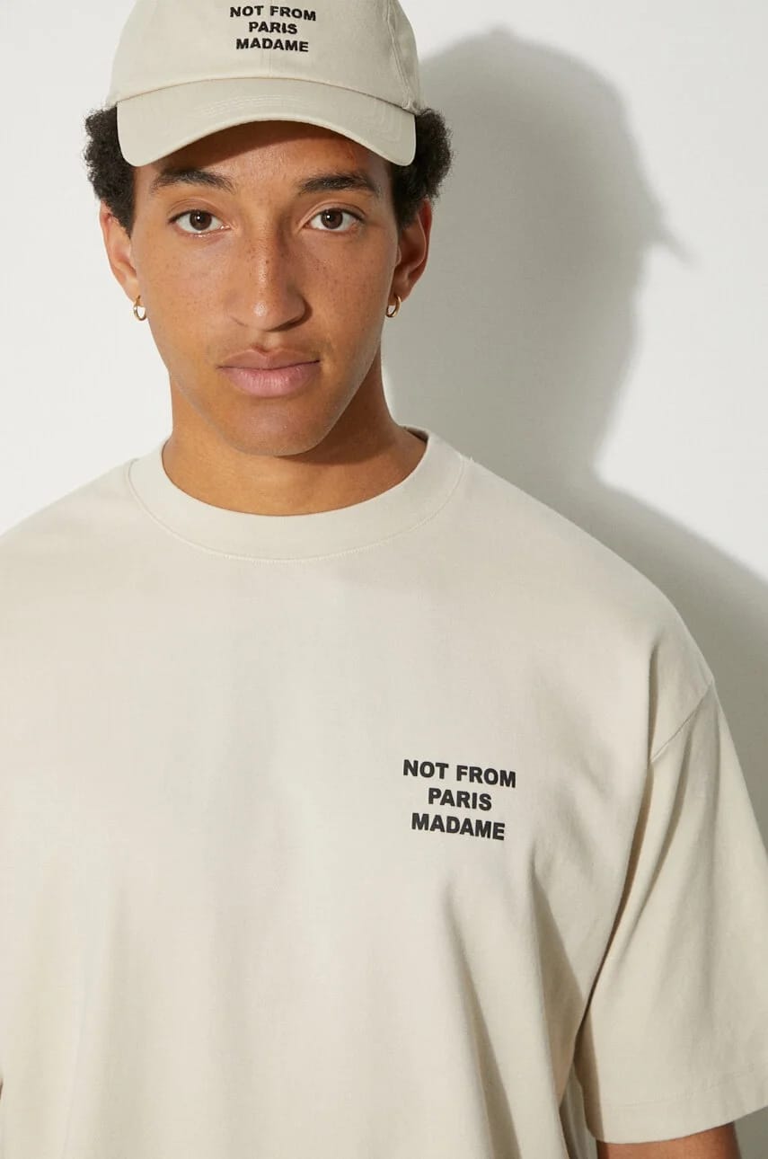 Le T-Shirt Хлопковая футболка со слоганом бежевая для мужчин - фото 5