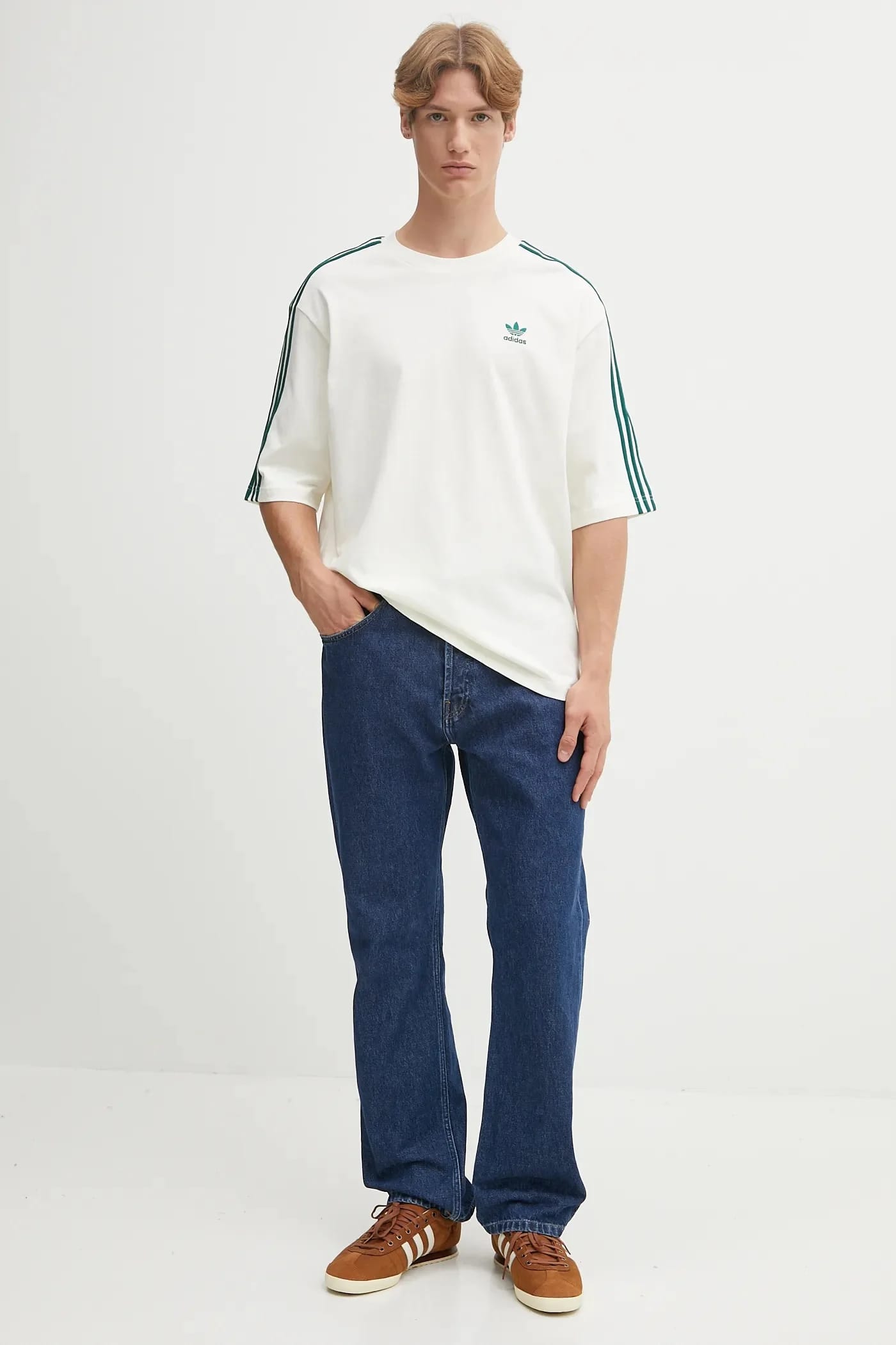 Футболка Oversize из хлопка бежевая для мужчин - фото 2