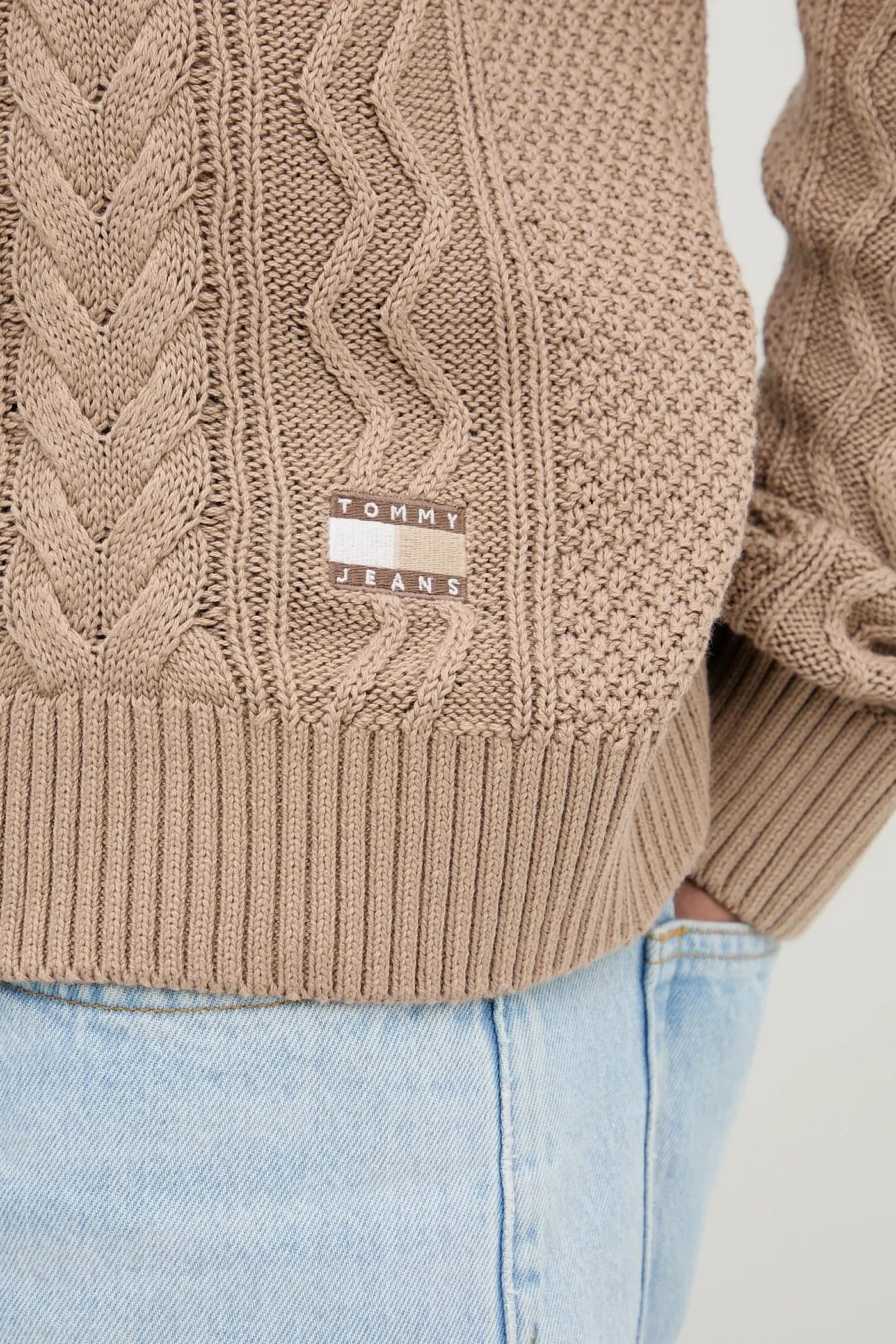 Хлопковый свитер бежевый для мужчин - фото 6