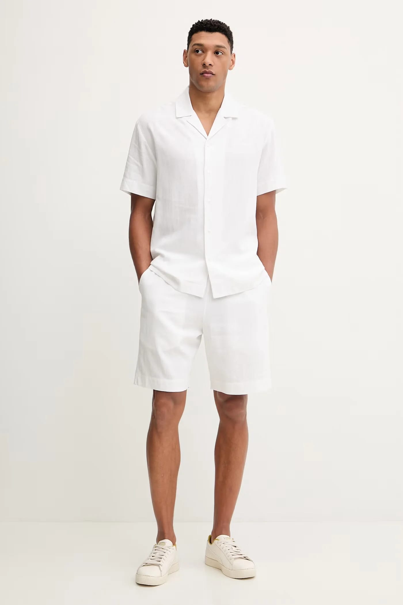 Шорты с льном белые для мужчин - фото 2