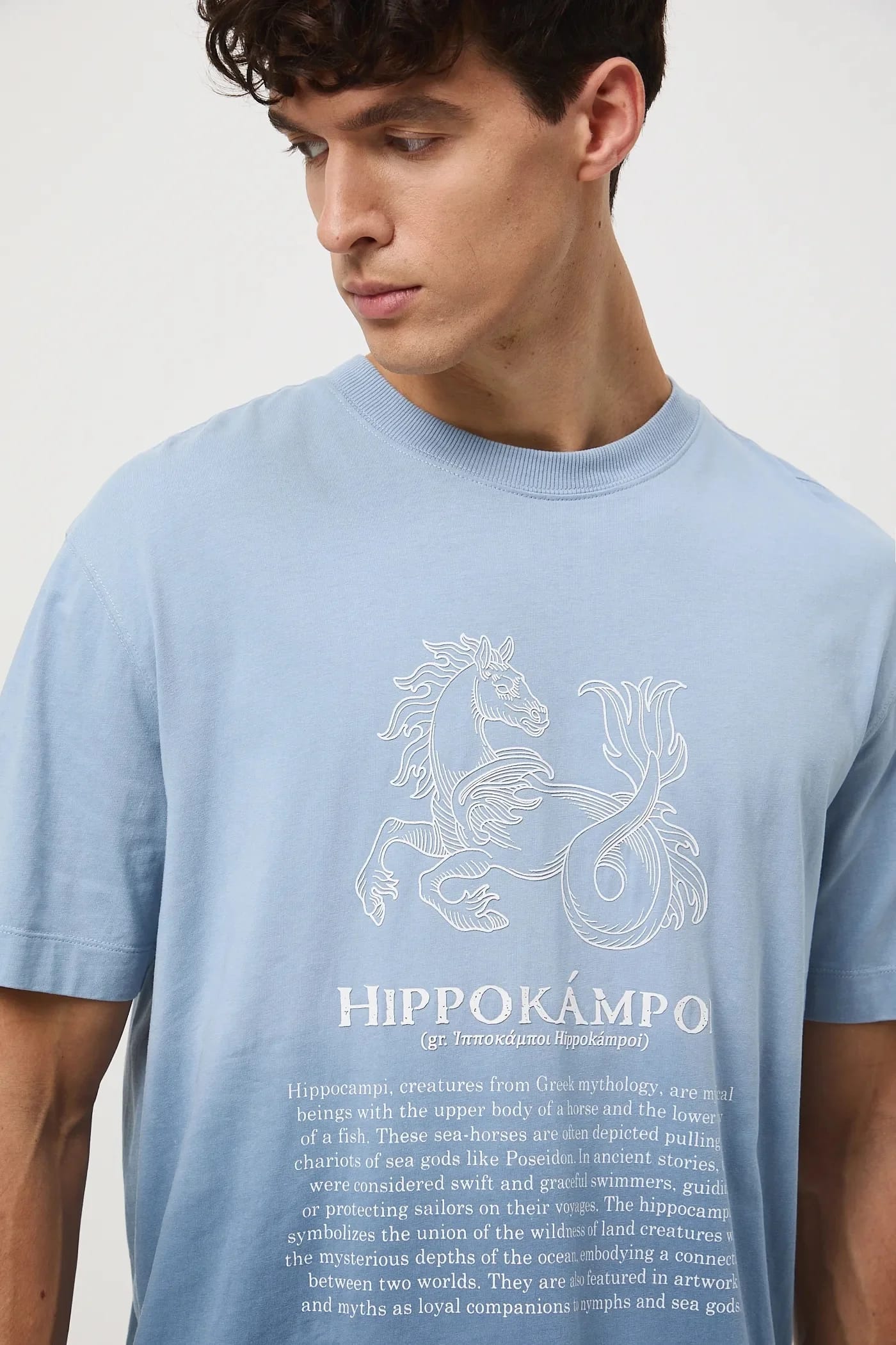 Хлопковая футболка синяя для мужчин
